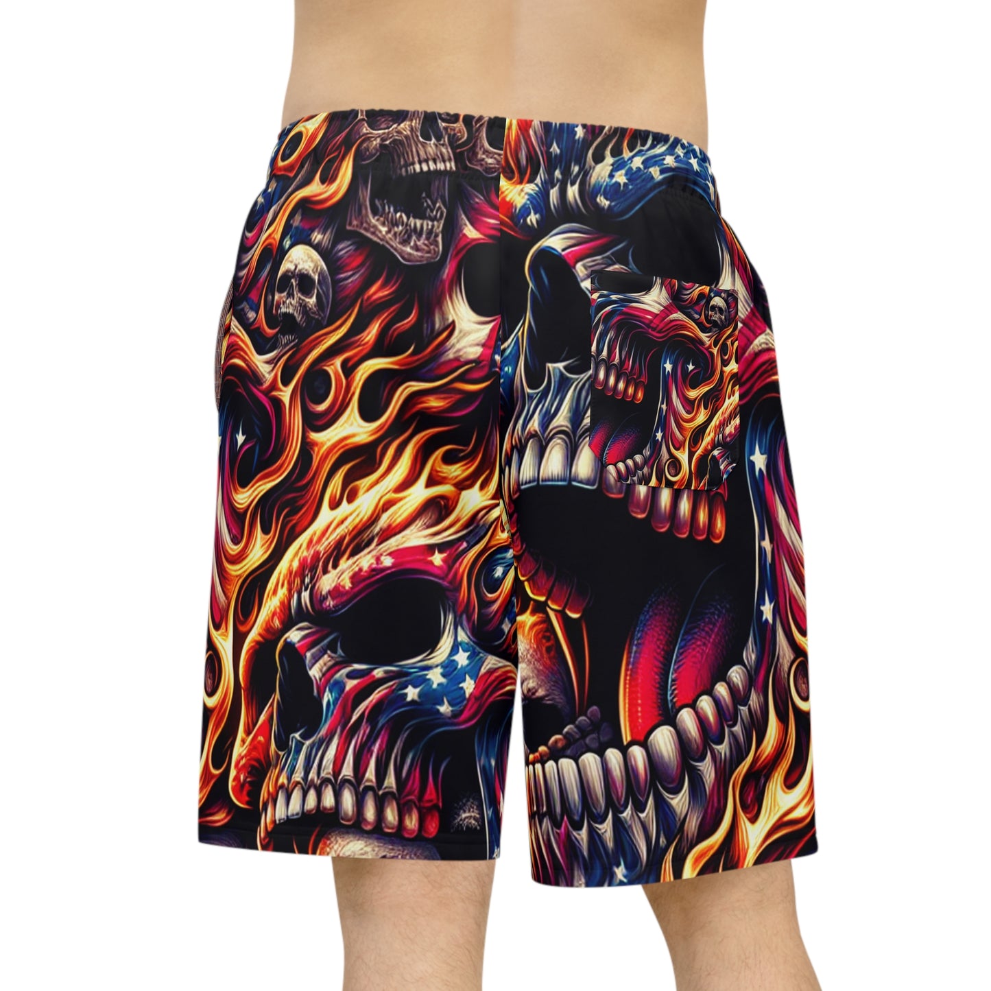 Inferno Patriot Tattooed Skull Spectrum Shorts - Patriotic Streetwear