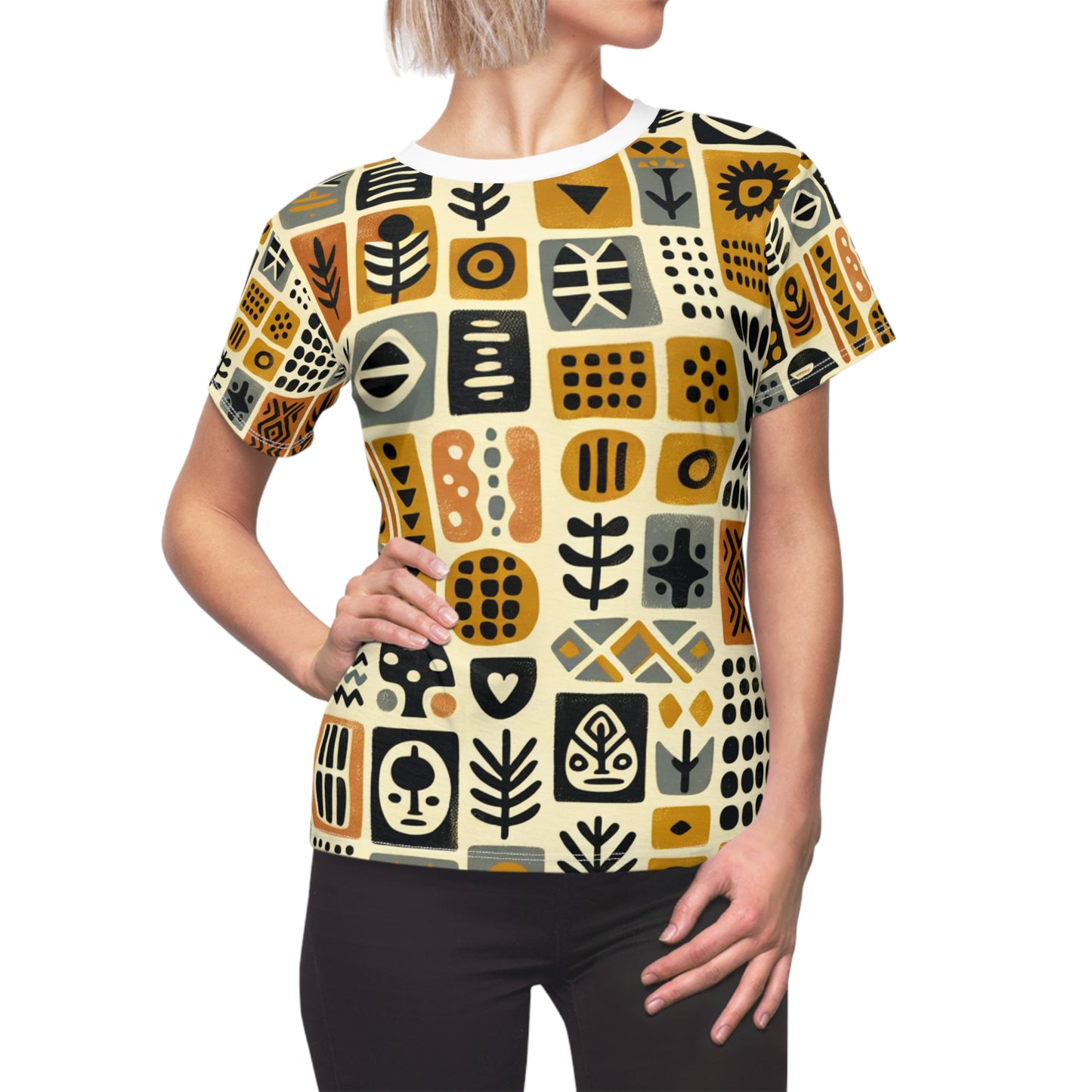 African Mud Cloth Style Women's T-Shirt - Modern African Art Apparel - African Tribal Pattern-Inspired Tee