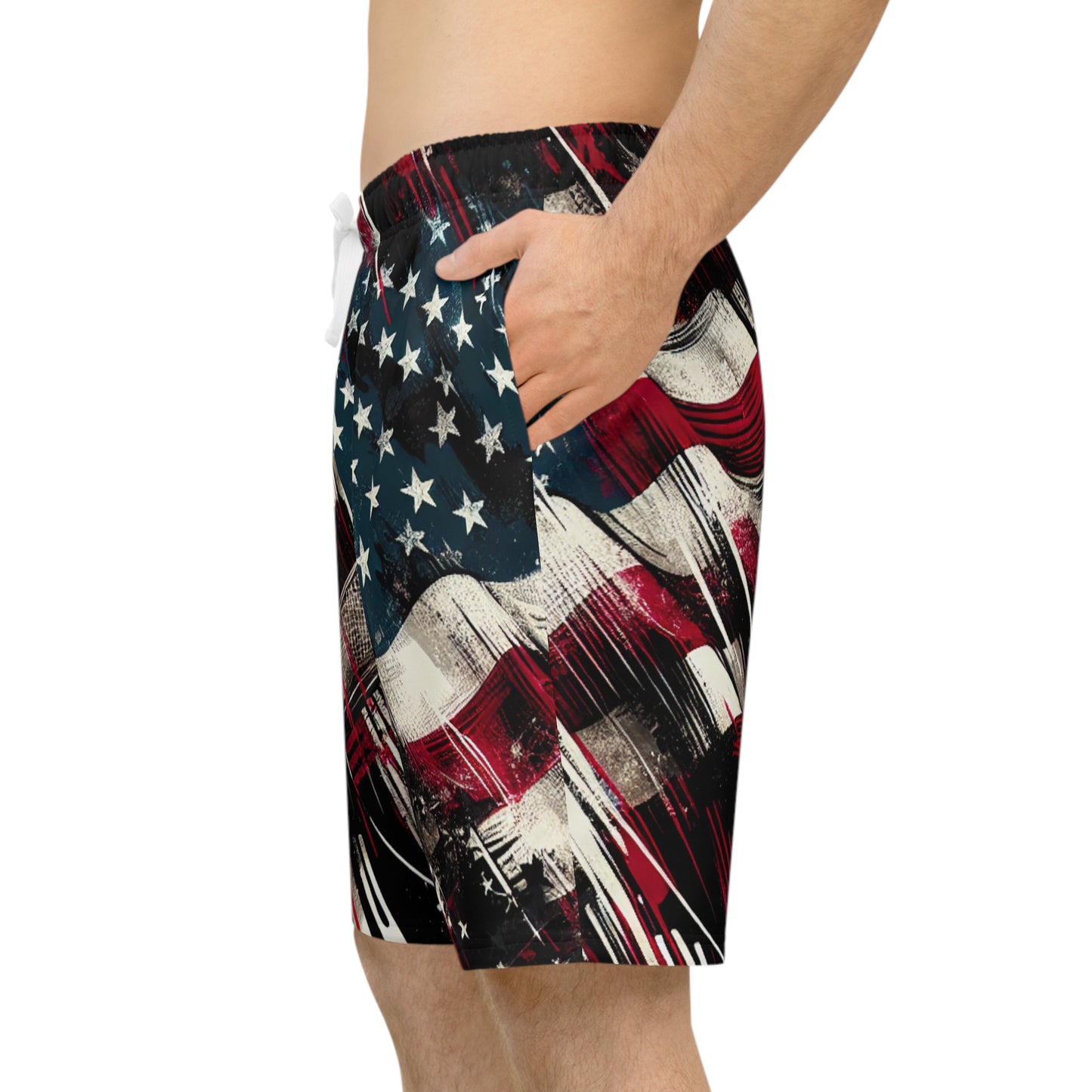 Grunge American Flag Streetwear Shorts - Distressed Patriotic Graffiti Urban Art, Edgy & Bold Look - Patriotic Streetwear Shorts