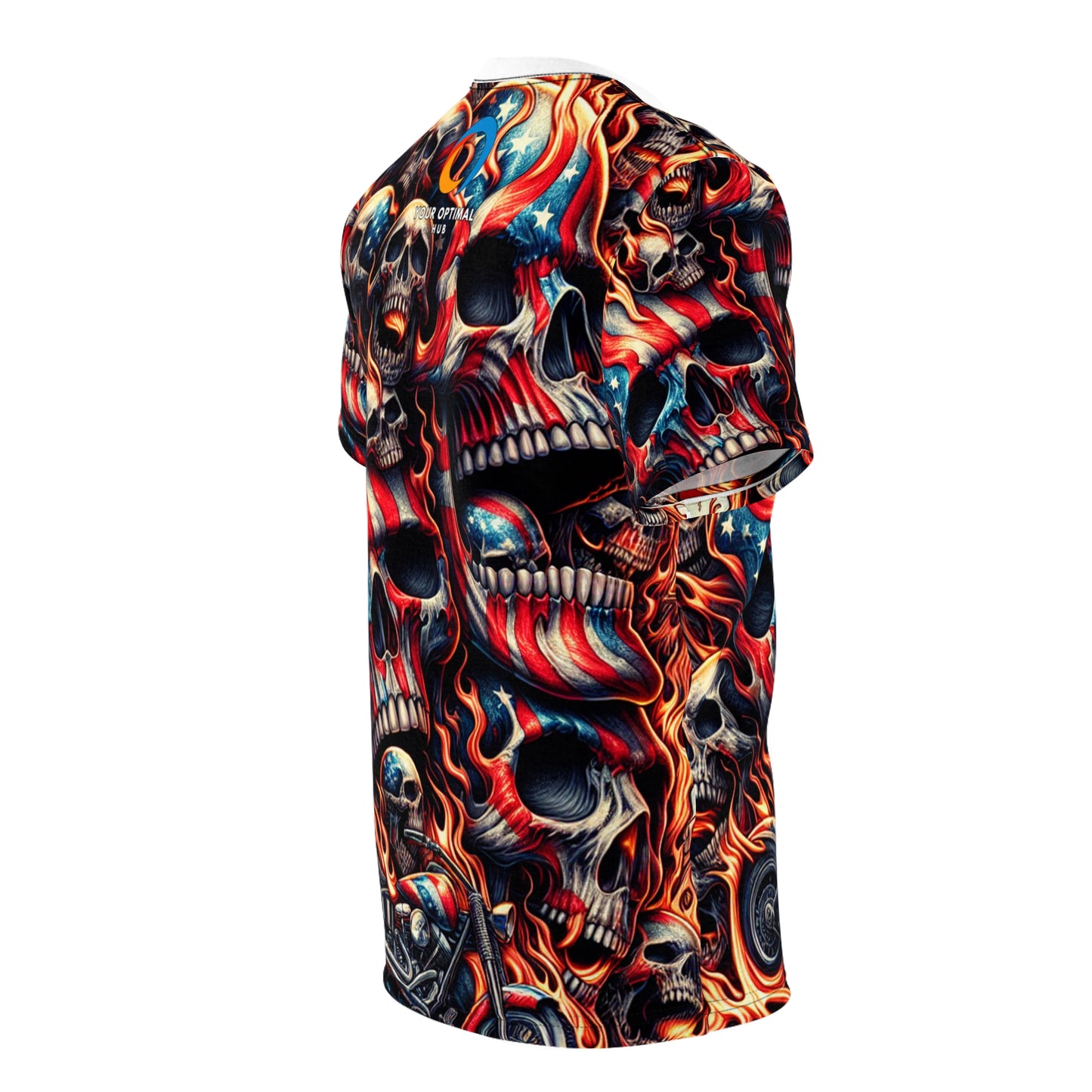 Blaze Banners: Skulls & Stripes Spectacle - Patriotic Streetwear