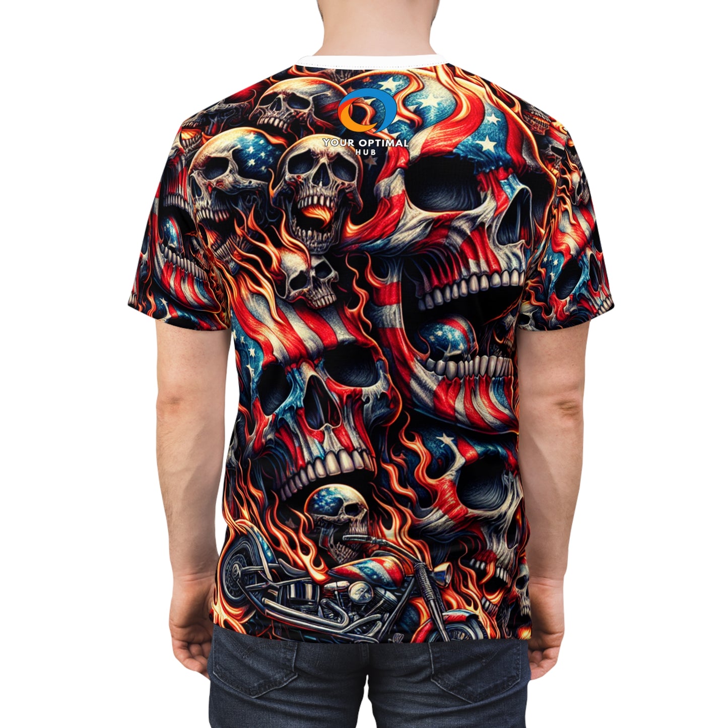 Blaze Banners: Skulls & Stripes Spectacle - Patriotic Streetwear