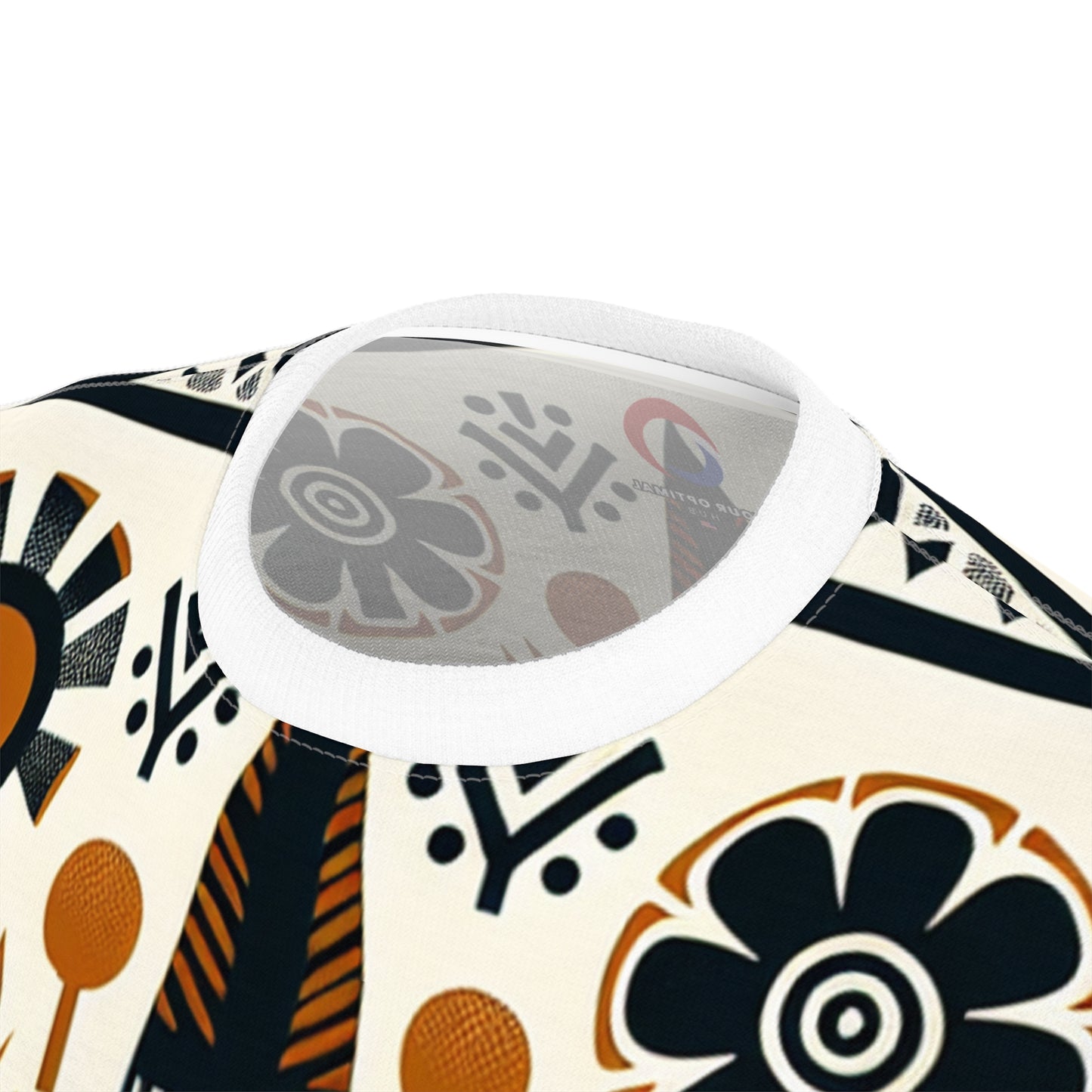 African Fusion Graphic T-shirt: Monochrome & Orange, Modern Nature-Warfare Design - African Tribal Pattern-Inspired Tee