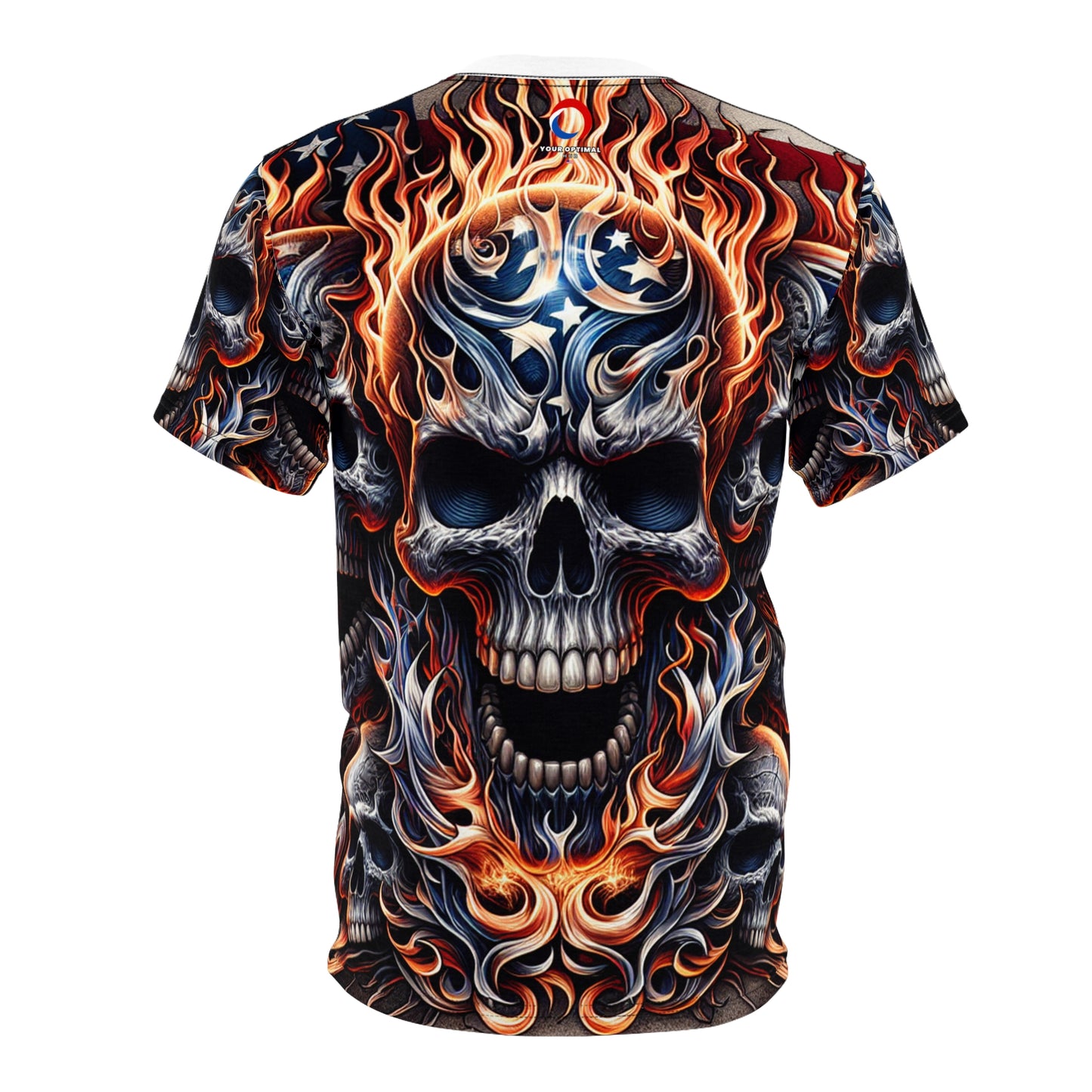 Radiant Rebellion: Skullscape Sizzle - Patriotic Streetwear Tee