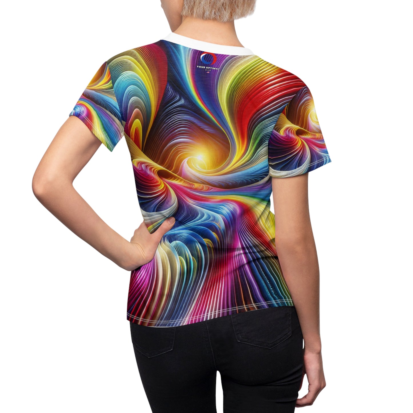 Surreal Psychedelic Vortex Women's T-Shirt: Vibrantly Abstract, Rainbow-Hued, Hypnotic Artwork Tee - Women's Trippy Tee