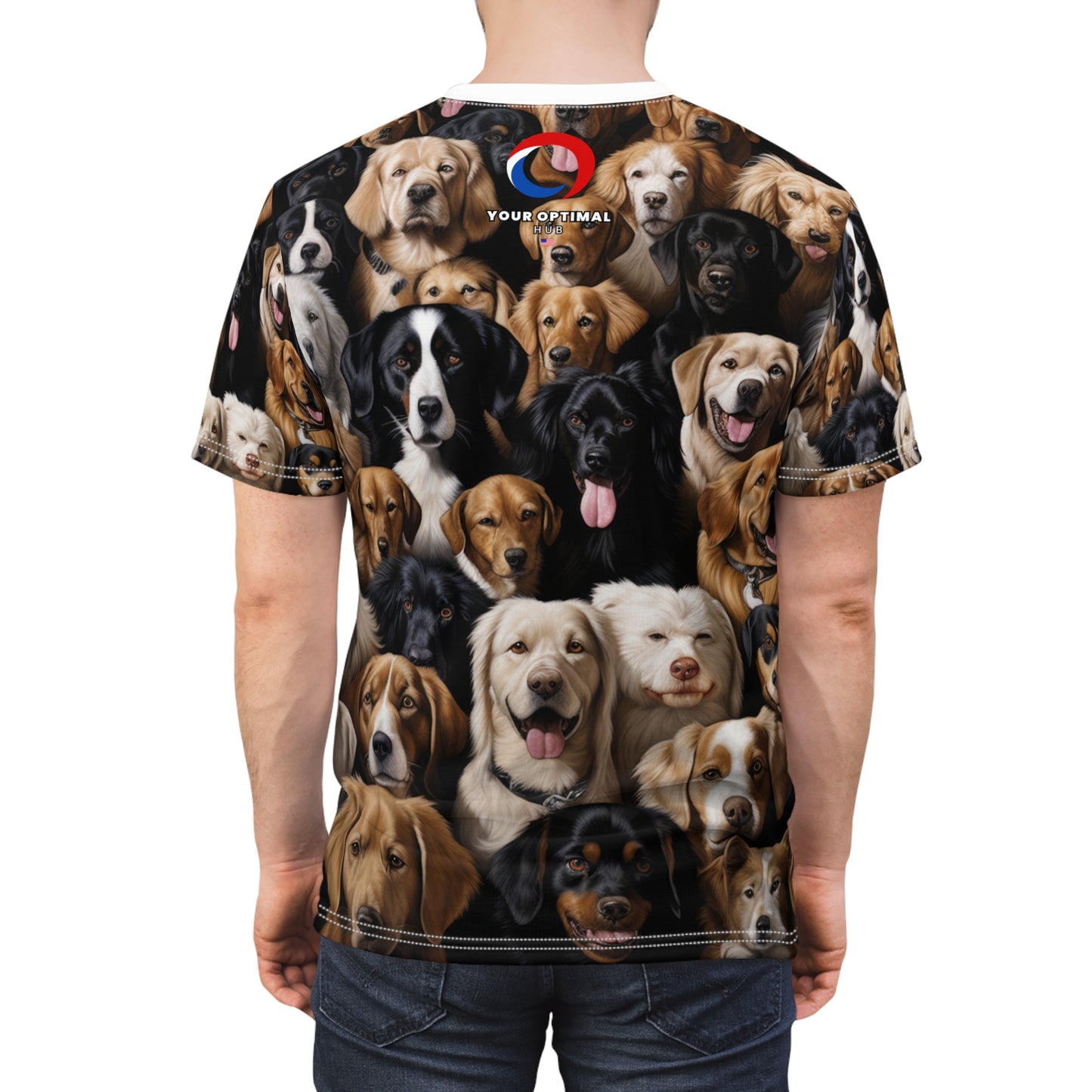 Canine Kaleidoscope: Ultra-Photorealistic Multi-Breed Dog Patterned T-Shirt - Dog Breed Fashion Tee