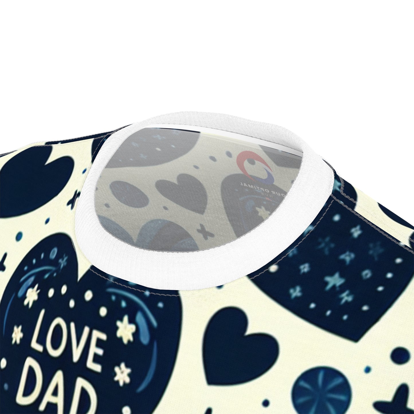 Love Dad Heart Pattern T-Shirt - Blue Shades on Navy, Starry Night Detail - Tender Father's Day Design Tee - Gift for Him