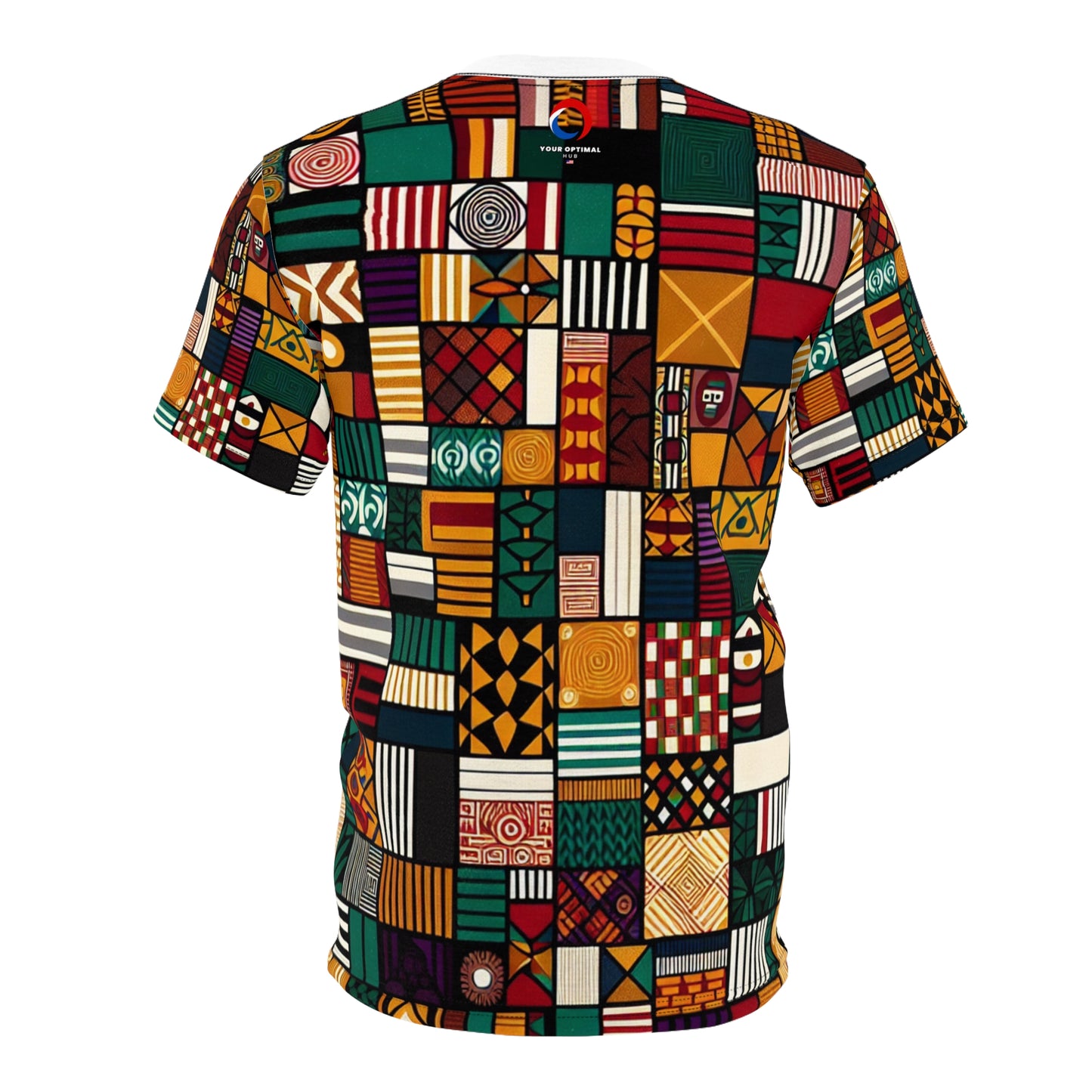 Vibrant Pan-African Heritage T-shirt - Geometric Kente & Adinkra Symbol Collage - African Tribal Pattern-Inspired Tee