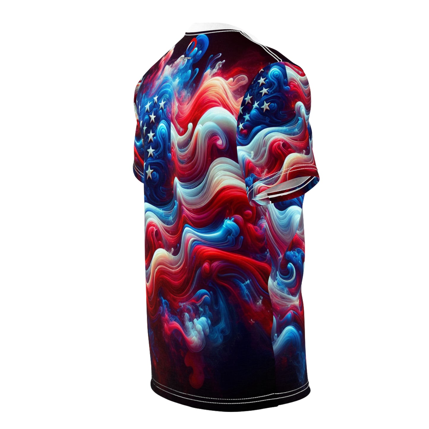 Captivating and Mystical American Flag T-shirt - Surreal, Smoke-Infused Artistic Design with Rich Color Transitions - Patriotic Streetwear Tee