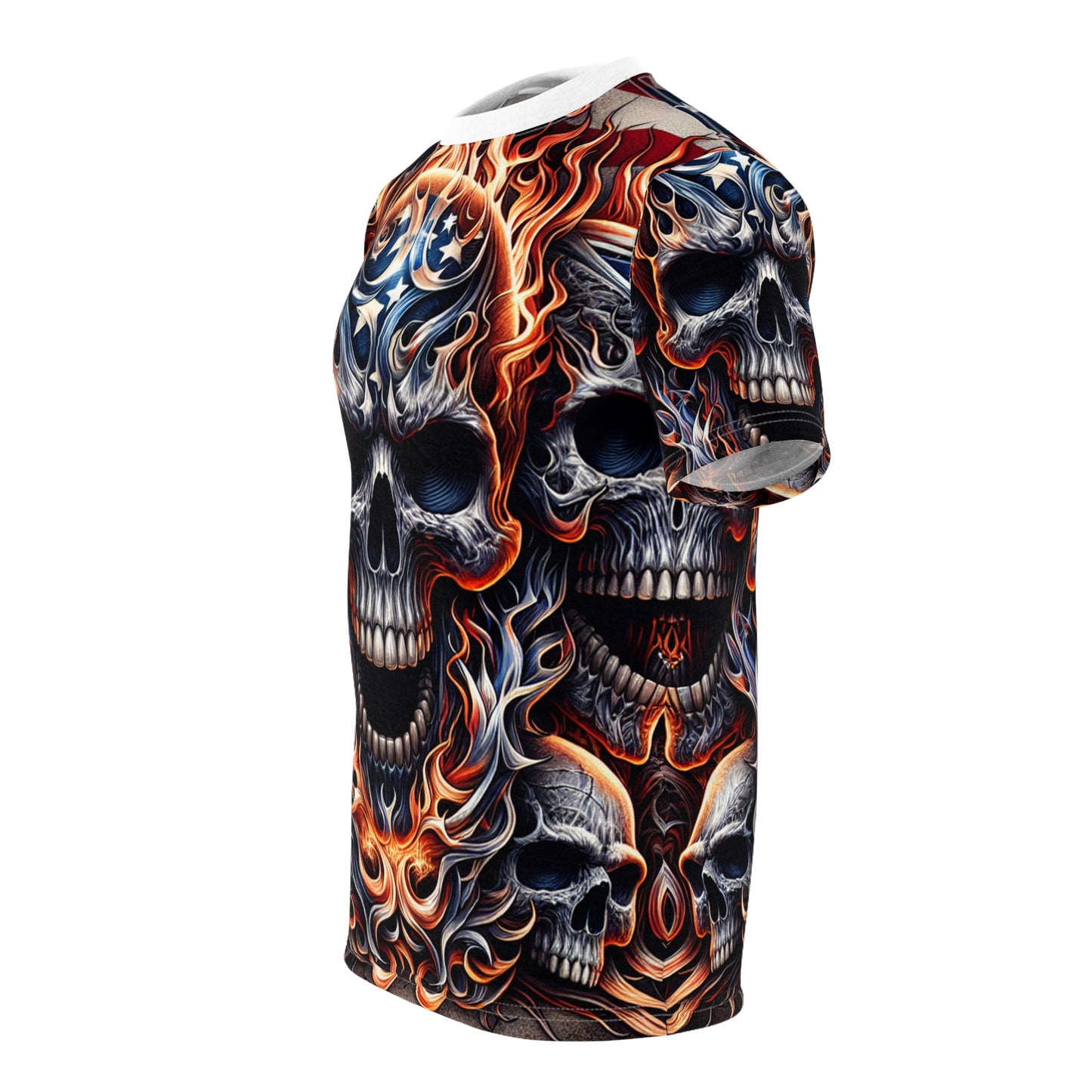 Radiant Rebellion: Skullscape Sizzle - Patriotic Streetwear Tee