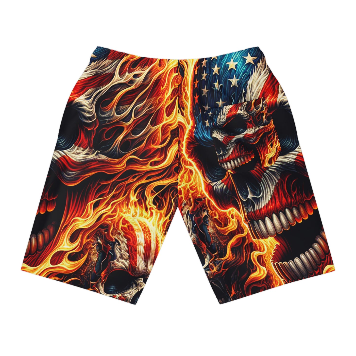 Skull Inferno Patriotism Dazzle Shorts - Patriotic Streetwear Shorts