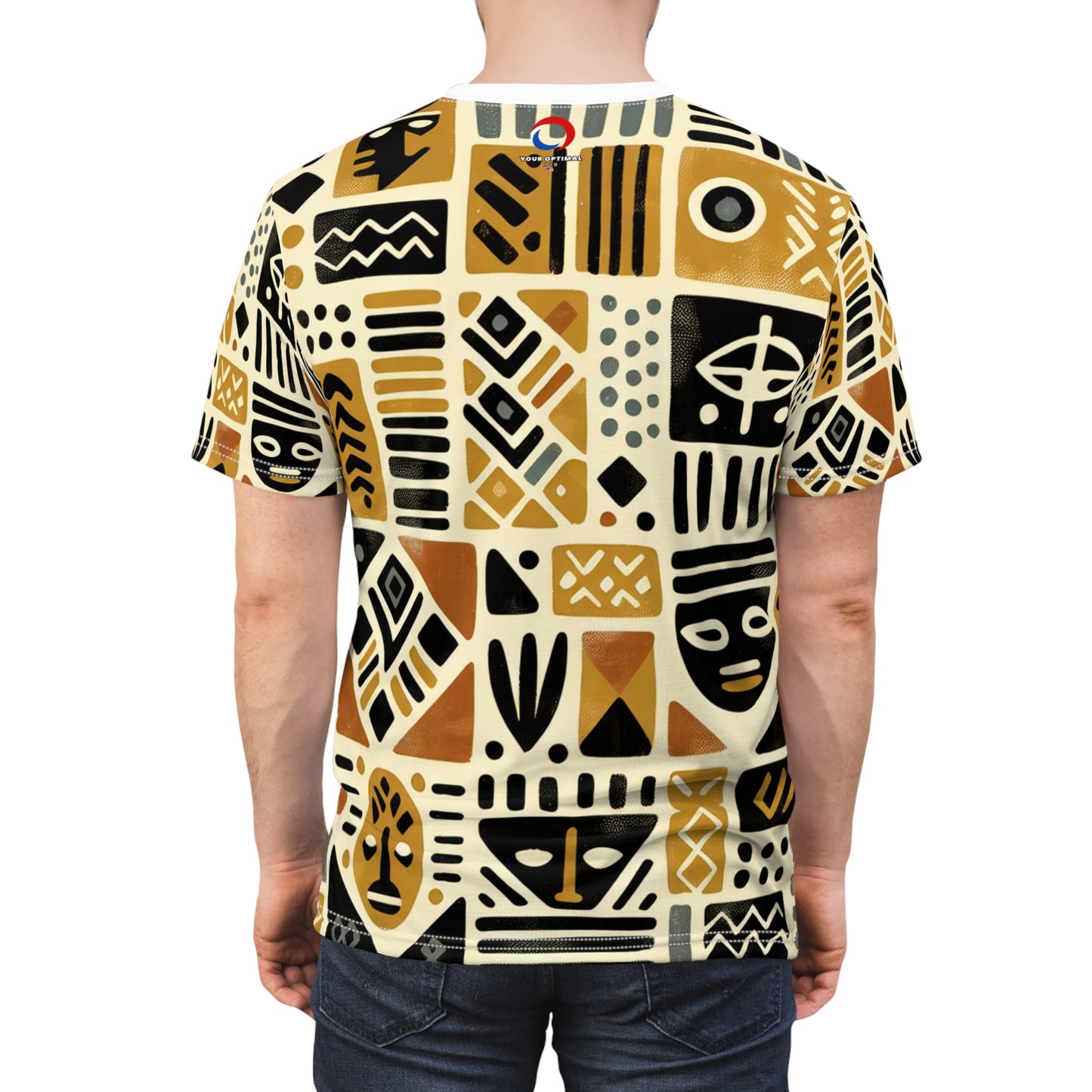 African Mud Cloth-Inspired T-Shirt, Block-Printed Abstract & Tribal Motifs - African Tribal Pattern-Inspired Apparel