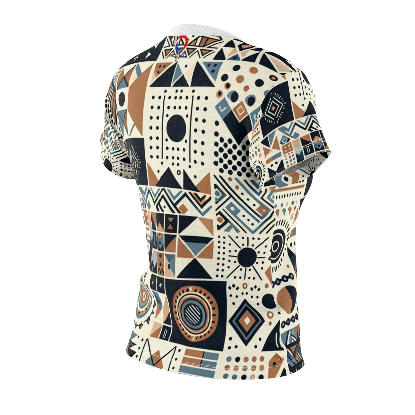 Berber-Inspired Artistry Women's Tee: Earthy-Toned Geometric Storytelling Patterns, Contemporary Cultural Heritage - African Tribal Pattern-Inspired