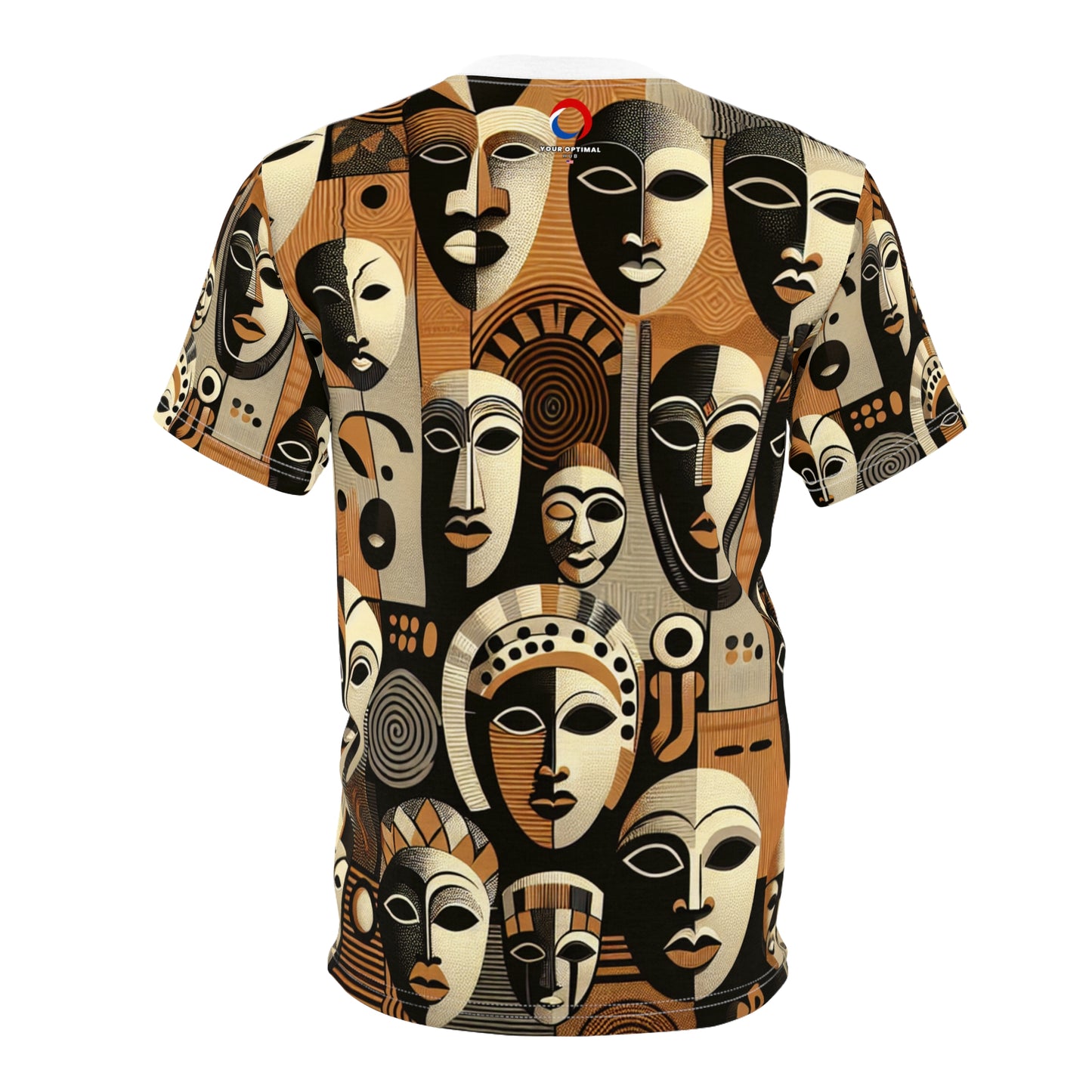 Modern African Heritage Tapestry T-shirt - Contemporary Art Mask Design Tee - African Tribal Pattern-Inspired Apparel