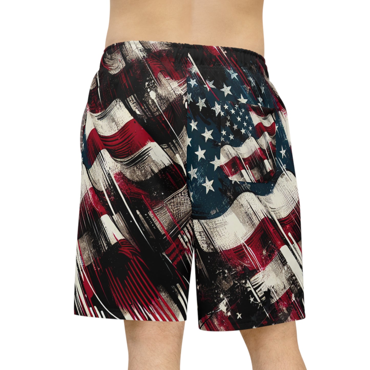 Grunge American Flag Streetwear Shorts - Distressed Patriotic Graffiti Urban Art, Edgy & Bold Look - Patriotic Streetwear Shorts