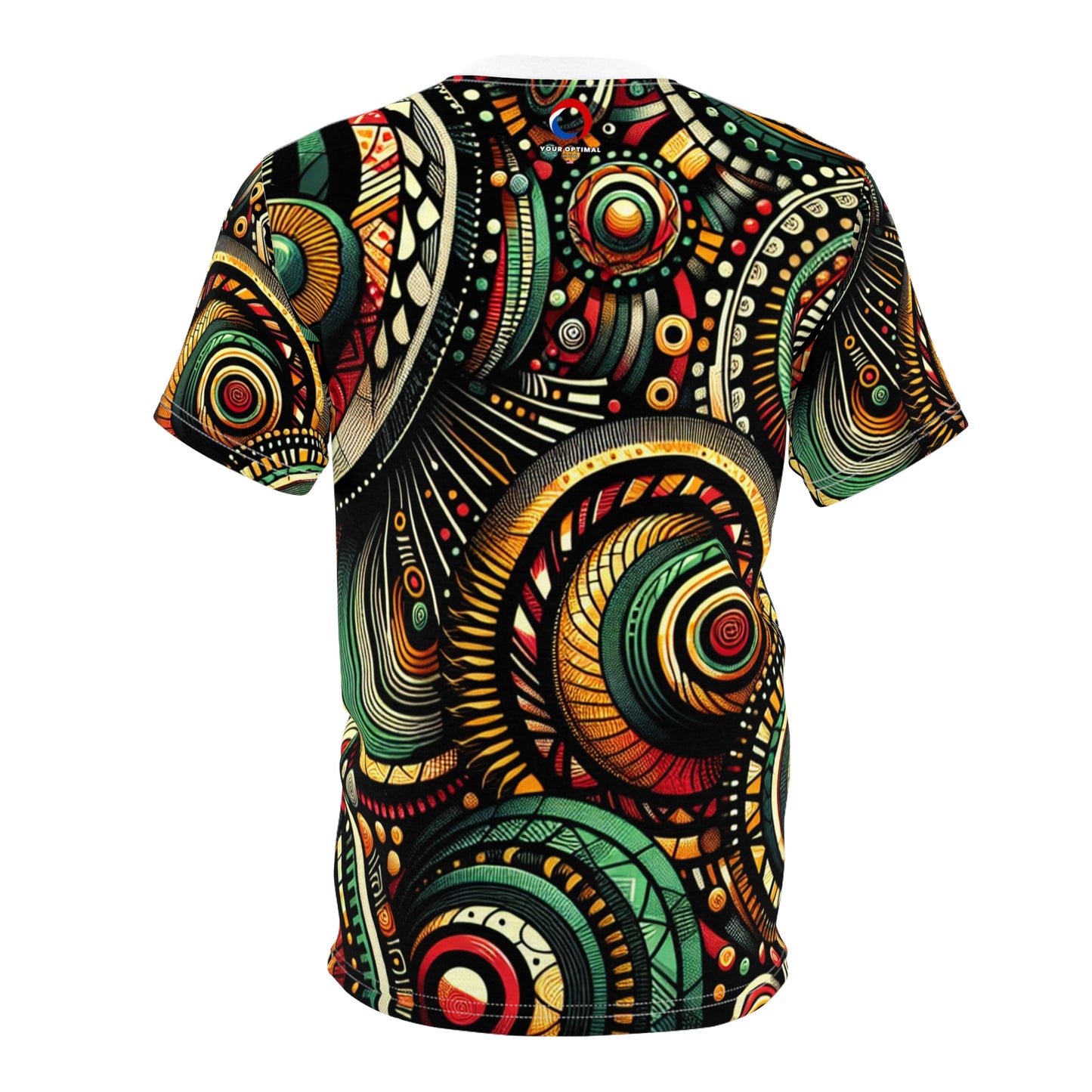 Afro-Rhythm Dance & Drum-Inspired Festive Celebration Tee in Bold Kaleidoscopic Design - African Tribal Pattern-Inspired Tee