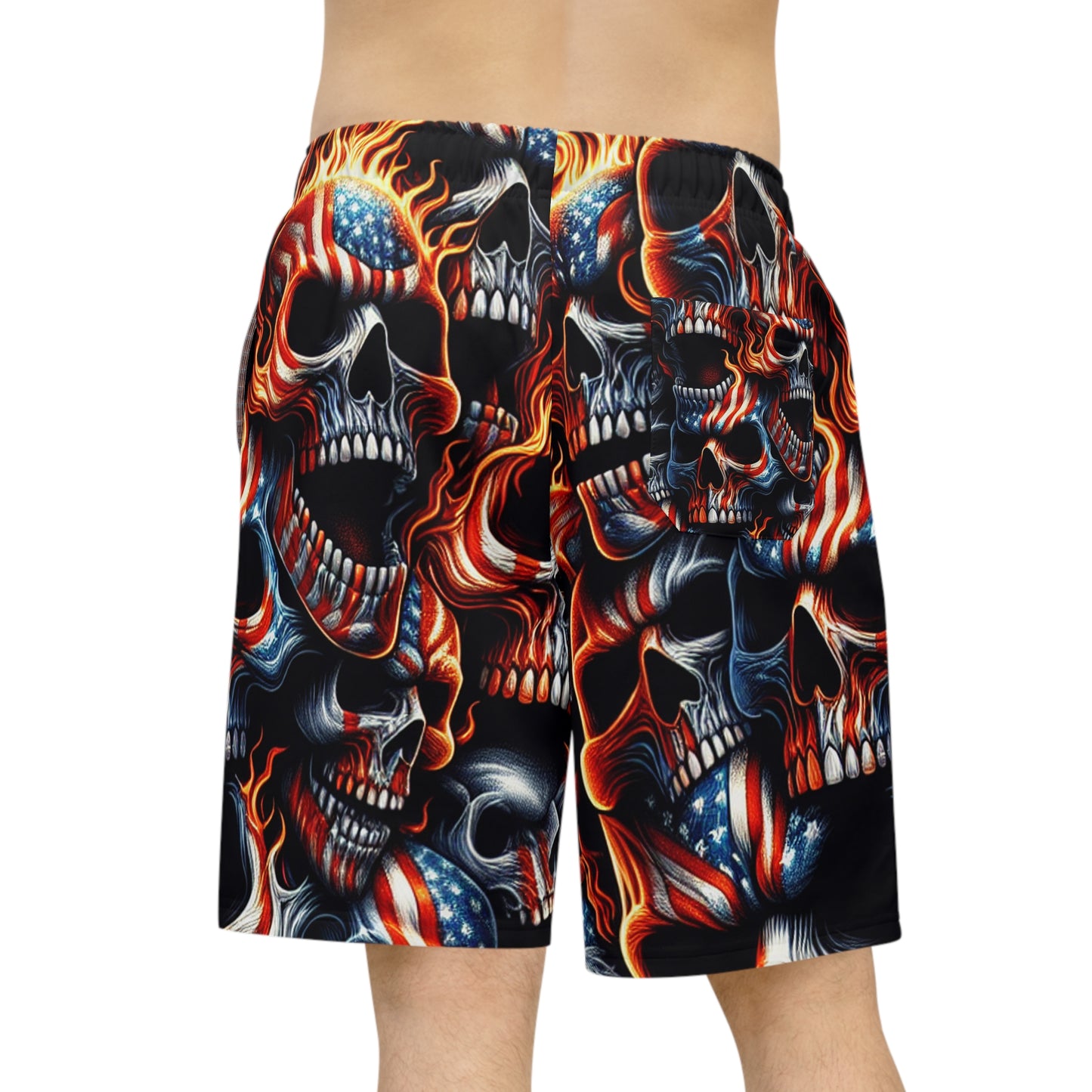 Inferno Patriot: Skull Blaze Freedom Shorts - Patriotic Streetwear Shorts