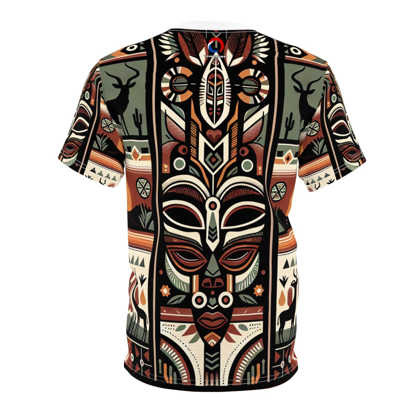 African-Mystique Meets Southwest Skyline: Tribal Totem Symmetric Art T-Shirt - African Tribal Pattern-Inspired Tee