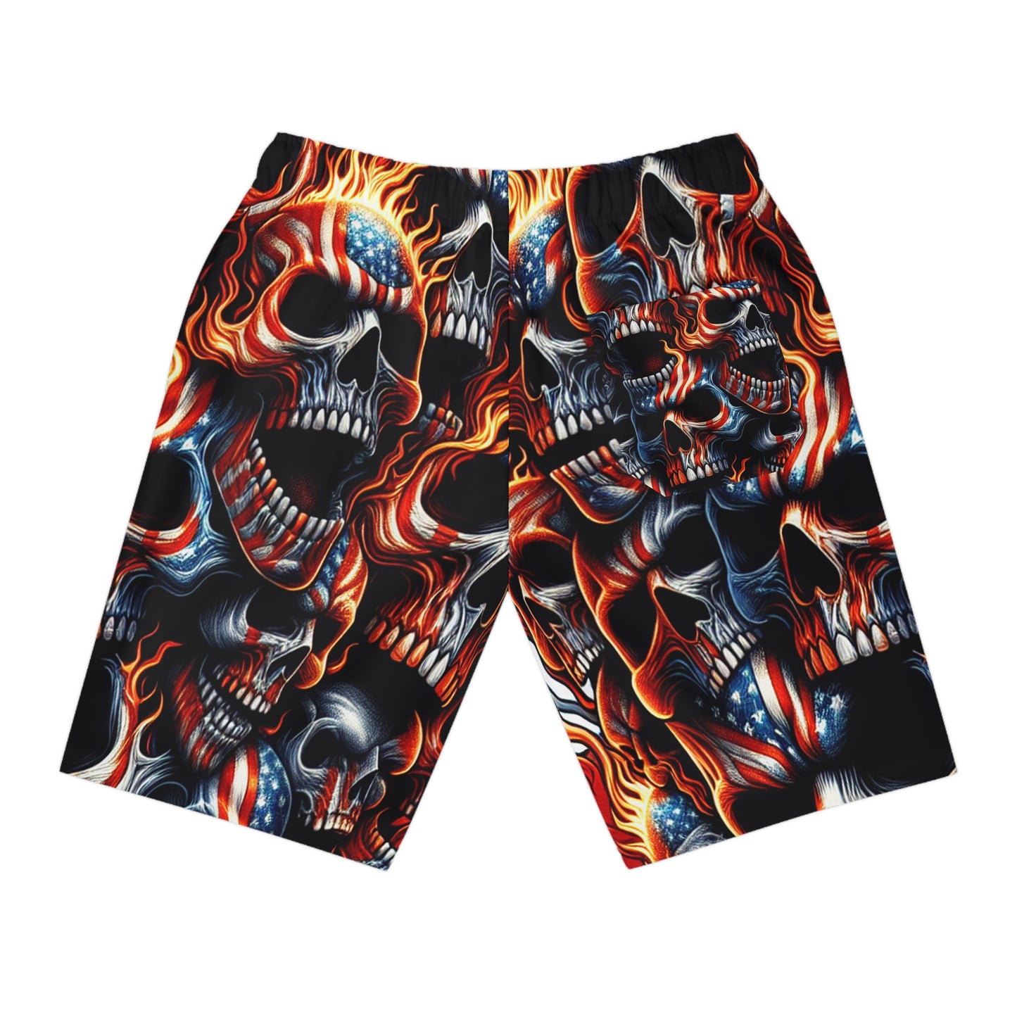 Inferno Patriot: Skull Blaze Freedom Shorts - Patriotic Streetwear Shorts