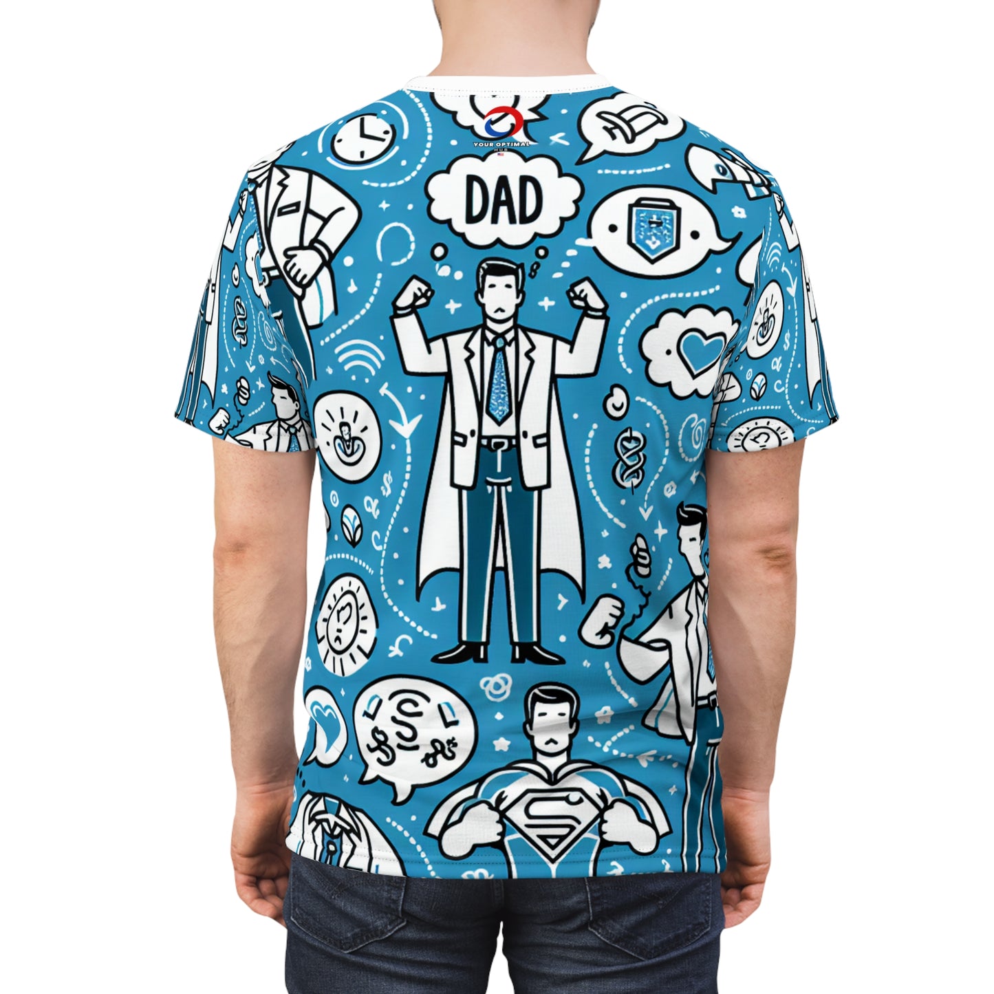 A Tribute to Fatherhood T-Shirt: Line-Art Icons of Dad's Versatile Roles Pattern Tee - Gift for Him