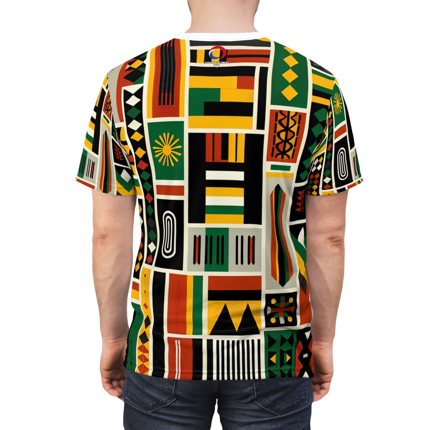 Pan-African Legacy Tee: Vibrant Kente-Adinkra Community Artwork in Bold Colors - African Tribal Pattern-Inspired Tee