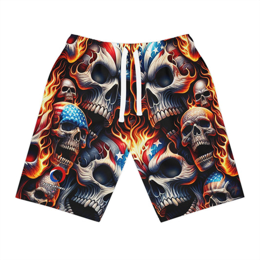 Blazing Skull Patriotic Spectacle Shorts - Patriotic Streetwear Shorts