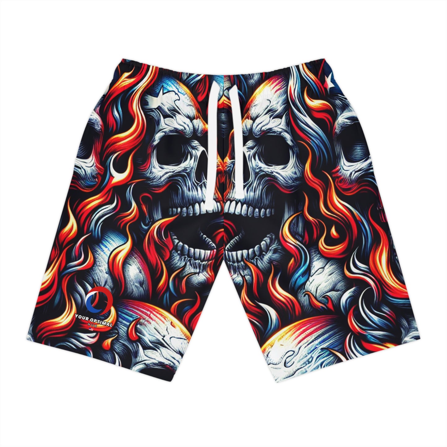 Inferno Rebel: Patriotic Skull-Rage Tattooed Shorts - Patriotic Streetwear Shorts