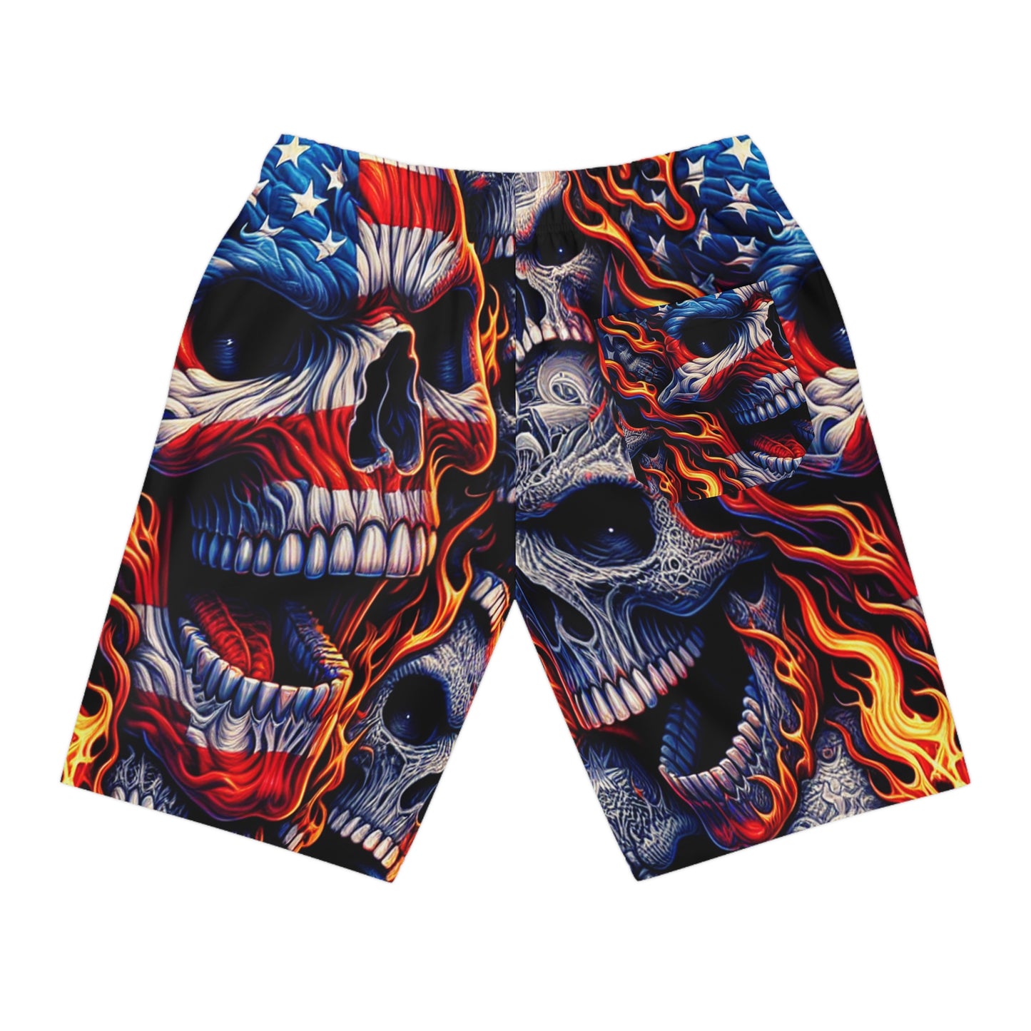 Skull Inferno Patriotic Aesthetics Men's Shorts - Patriotic Streetwear Shorts