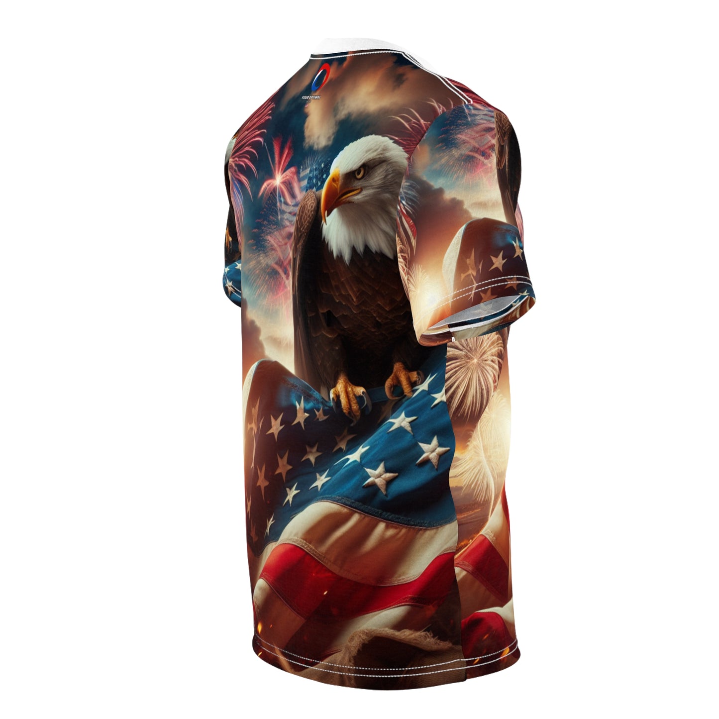 American Glory Patriotic T-Shirt: Majestic Bald Eagle & Vibrant USA Flag Design with Fireworks | Independence Day Spirit & Pride Tee | Patriotic Streetwear