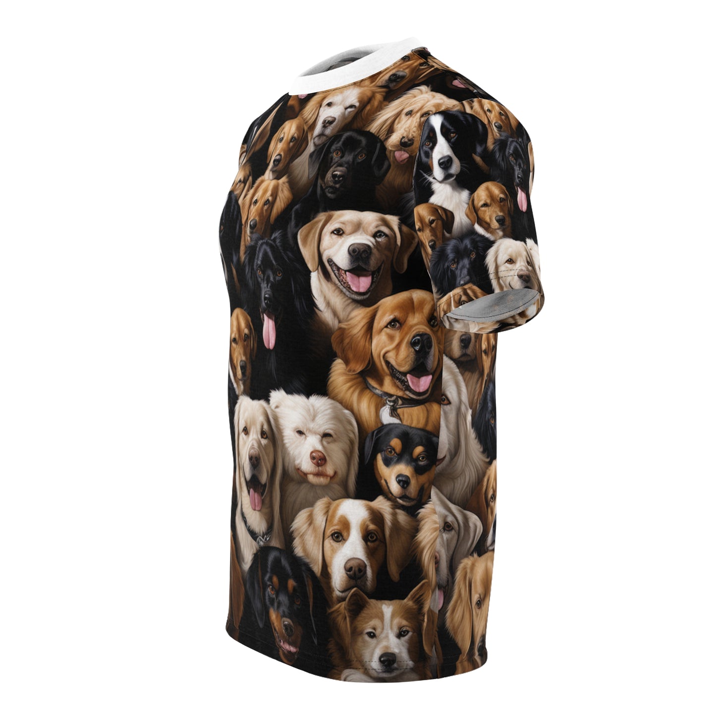 Canine Kaleidoscope: Ultra-Photorealistic Multi-Breed Dog Patterned T-Shirt - Dog Breed Fashion Tee