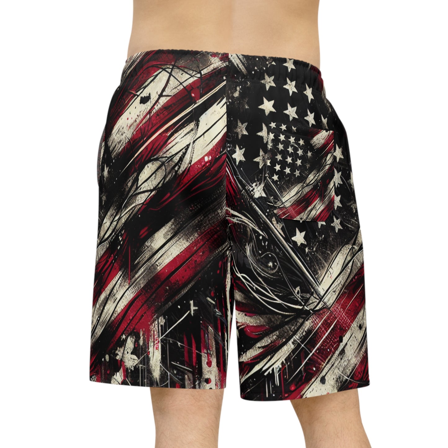 Edgy Distressed American Flag Grunge Streetwear Shorts | Patriotic Graffiti Art Apparel | Patriotic Streetwear Shorts