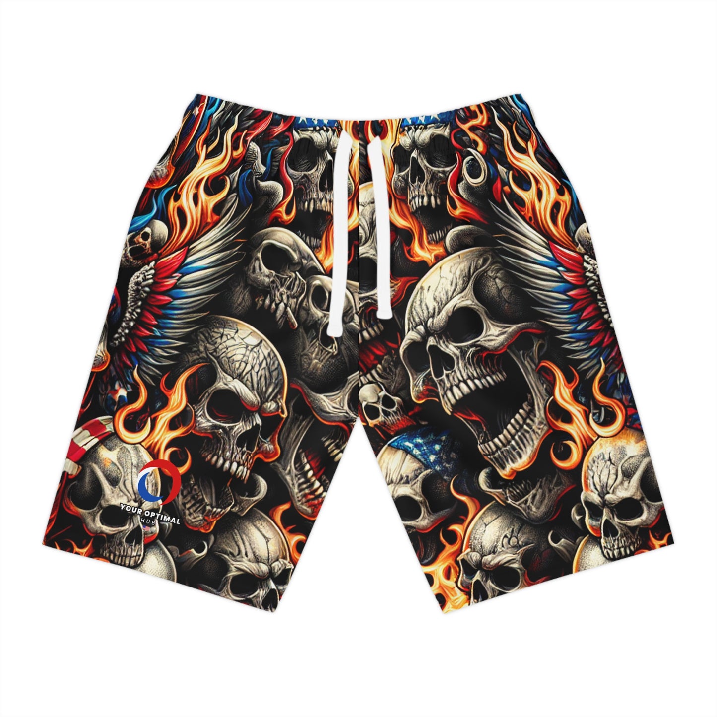 Patriotic Inferno Skulls - Intricate Tattoo Design Shorts - Patriotic Streetwear Shorts