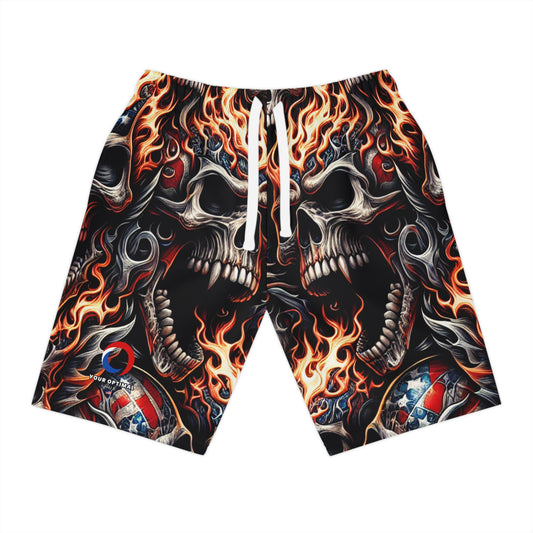 Blazing Skulls & Stars Patriotic Unleashed Shorts - Patriotic Streetwear Shorts