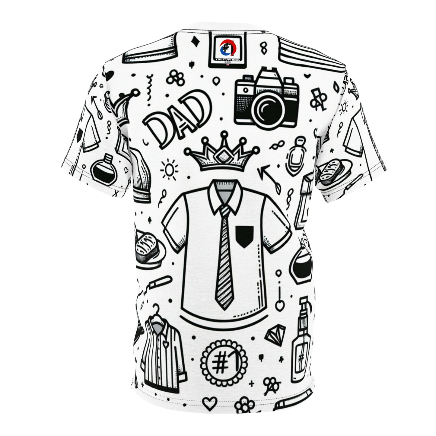 King Dad Tribute Tee, Monochrome Line Art Design - Family Moments, BBQ Grilling, #1 Dad Crown - Gift for him