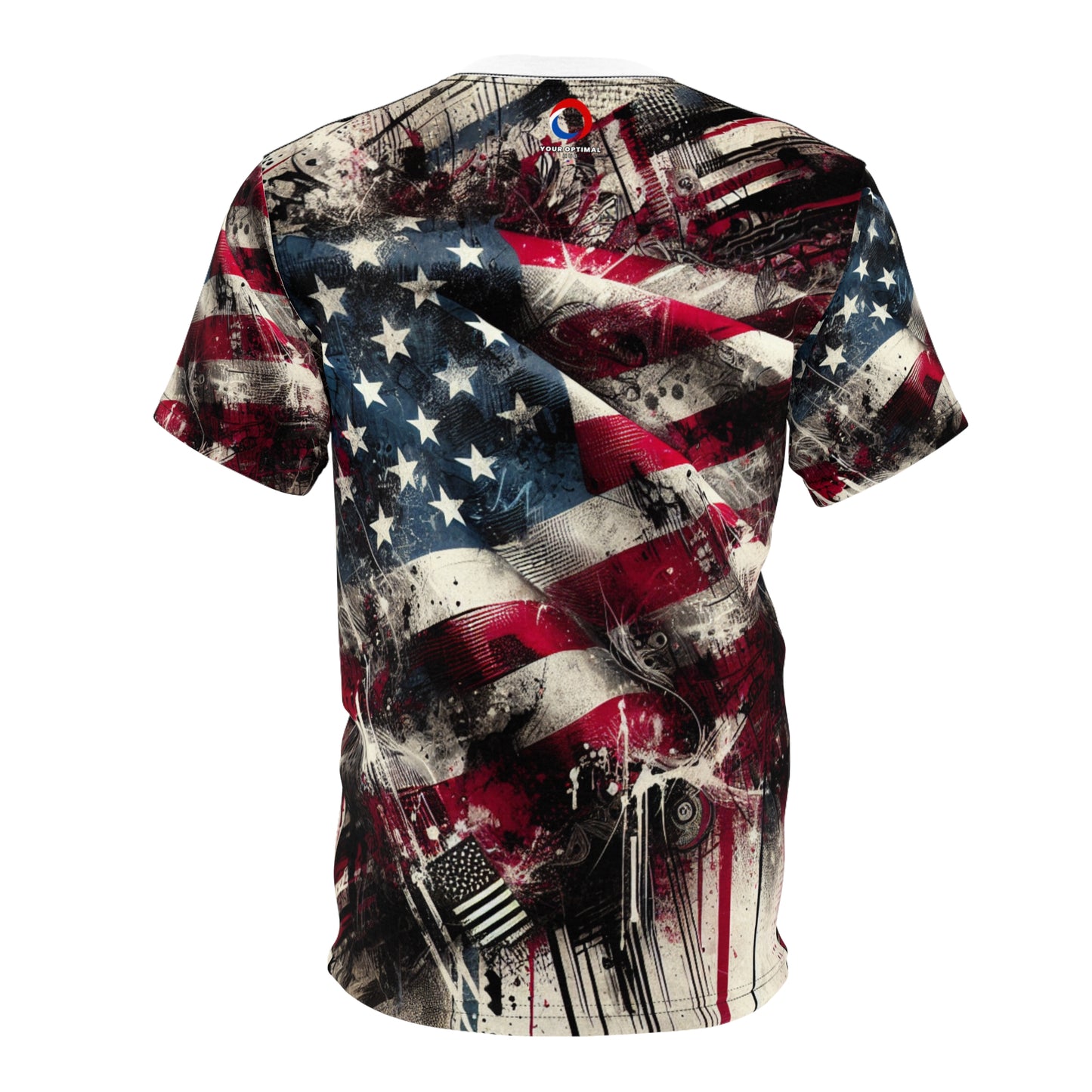 American Spirit Unleashed: Distressed Flag Graffiti Art Grunge Streetwear T-Shirt - Patriotic Streetwear Tee