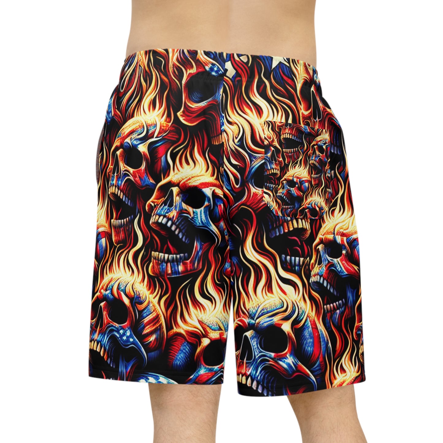 Skull Inferno Patriotic Spectacle Shorts - Patriotic Streetwear Shorts