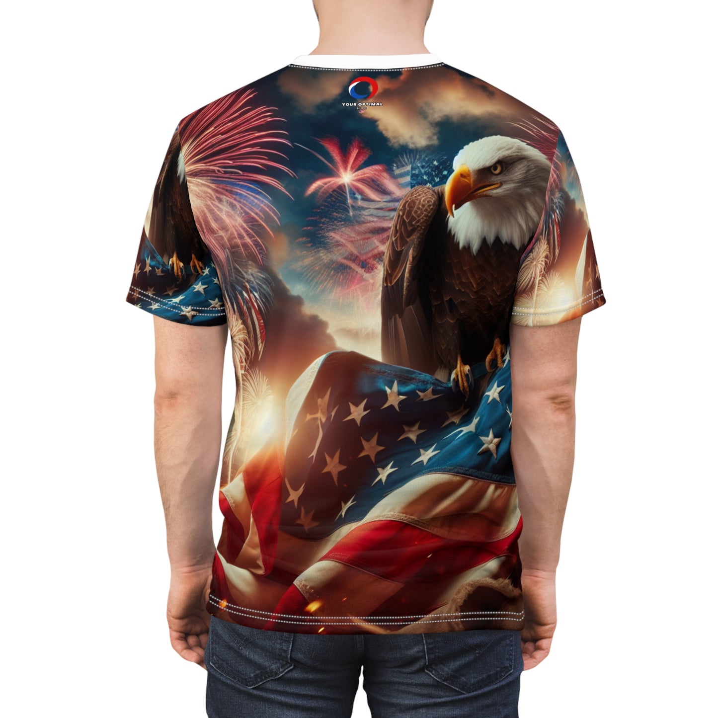 American Glory Patriotic T-Shirt: Majestic Bald Eagle & Vibrant USA Flag Design with Fireworks | Independence Day Spirit & Pride Tee | Patriotic Streetwear