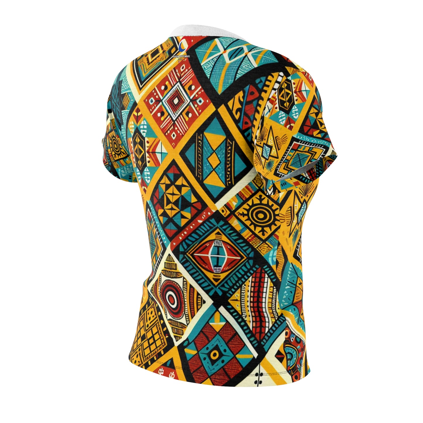 African Heritage Women's T-shirt - Vibrant Geometric Tribal Diamond Pattern in Rich Hues - African Tribal Pattern-Inspired