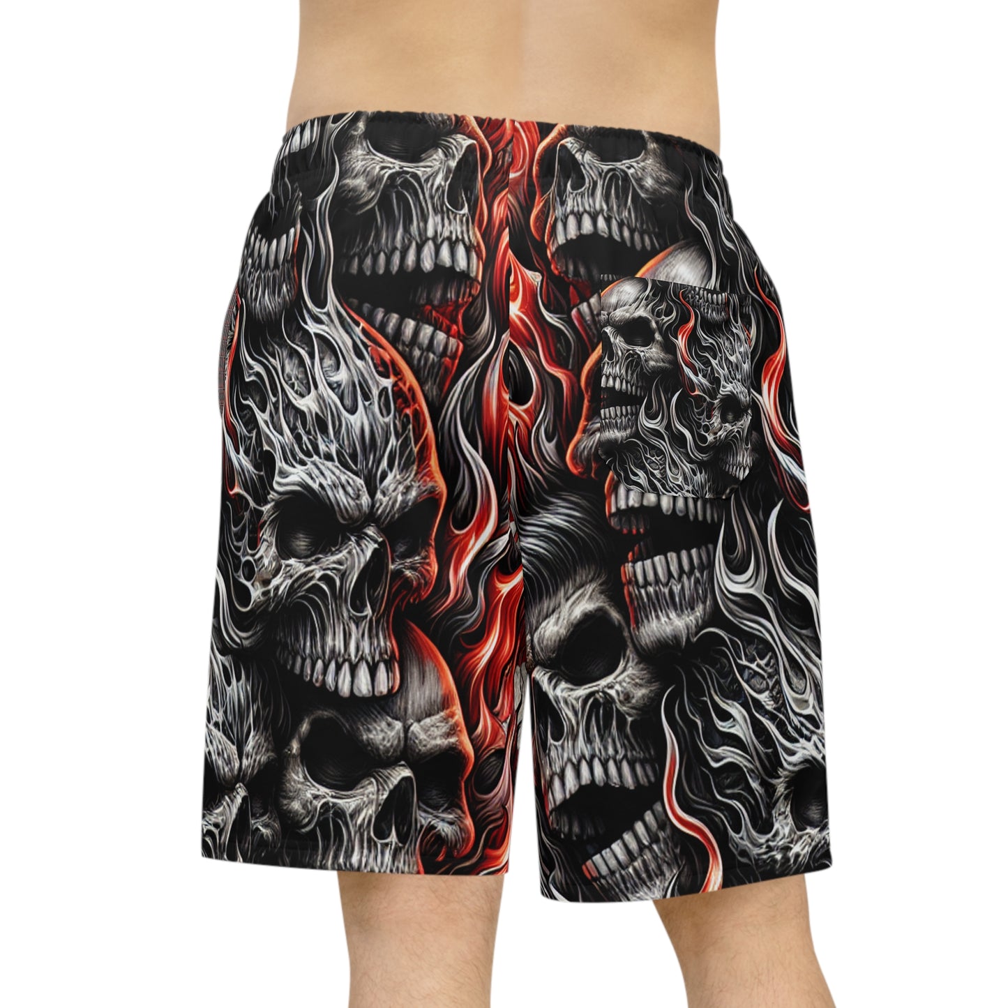 Inferno Patriot: American Freedom Flames & Skulls Shorts - Patriotic Streetwear Shorts