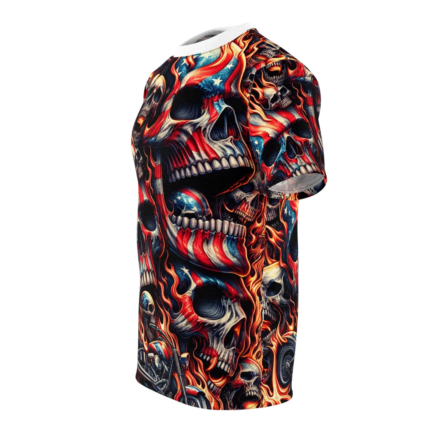 Blaze Banners: Skulls & Stripes Spectacle - Patriotic Streetwear