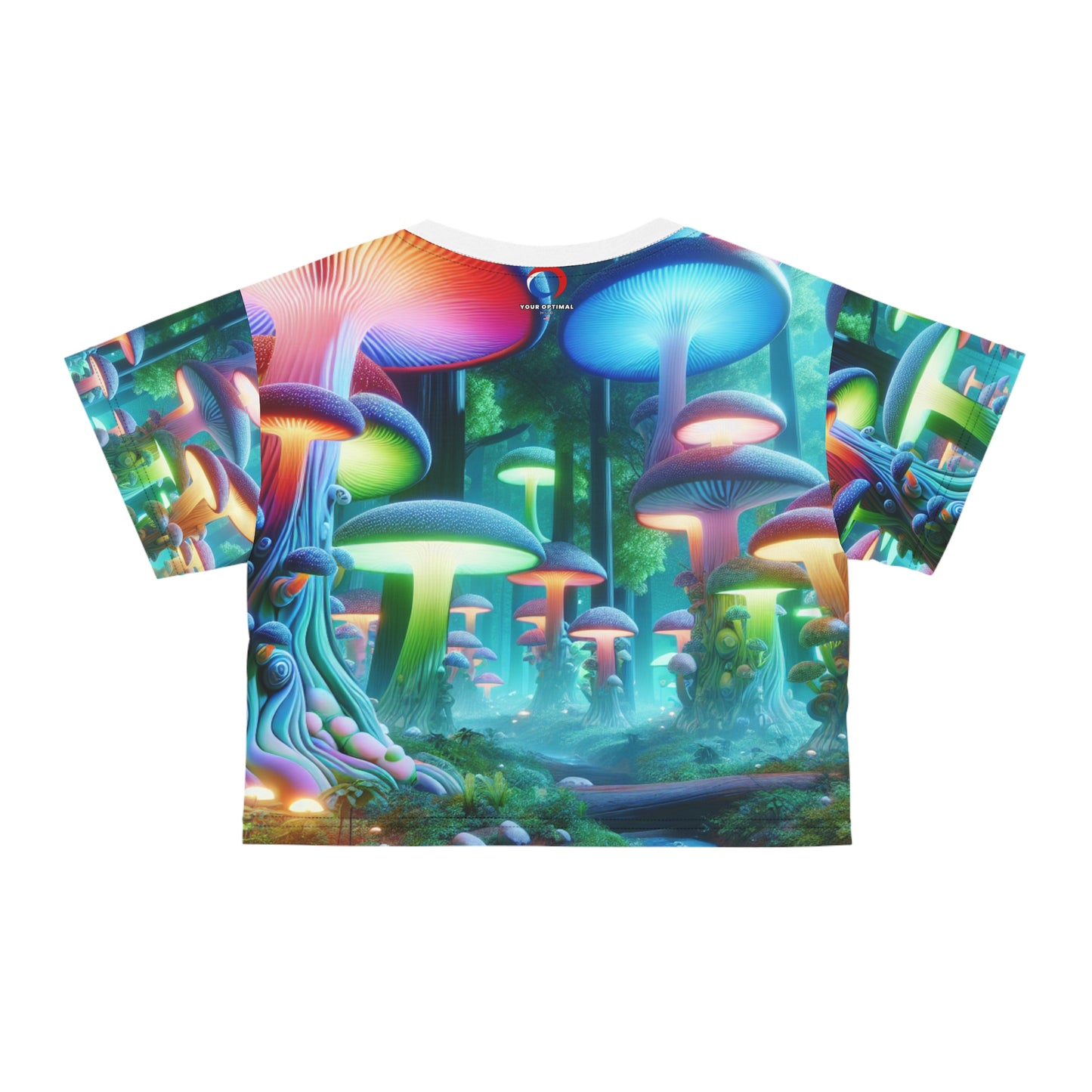 Enchanted 3D Forest Women's Crop Tee: Vibrantly Colored, Hyper-Realistic Wonderland, Surreal Nature Dream-Burst - Women's Trippy Tee