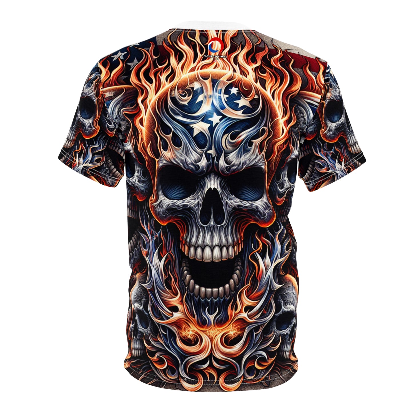 Radiant Rebellion: Skullscape Sizzle - Patriotic Streetwear Tee