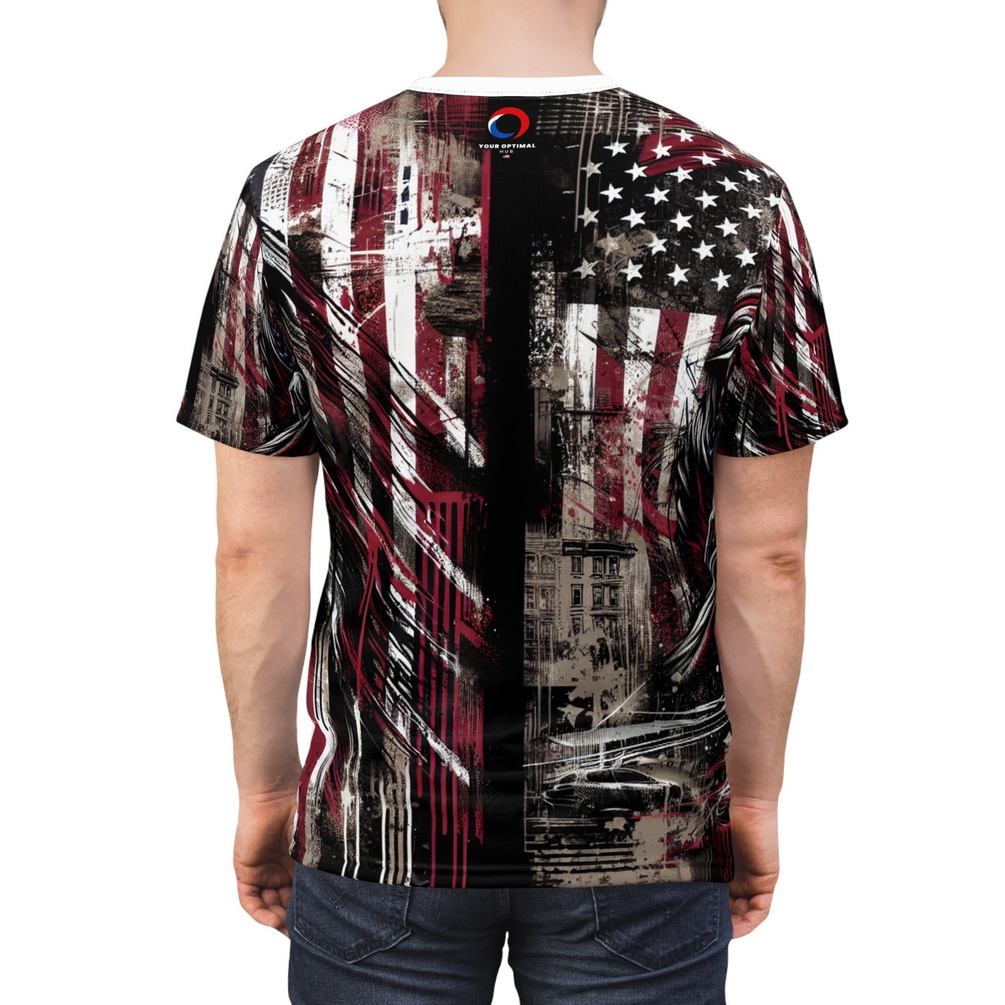 Urban Rebellion: Raw & Resilient American Flag Graffiti Grunge Streetwear T-Shirt - Patriotic Streetwear Tee