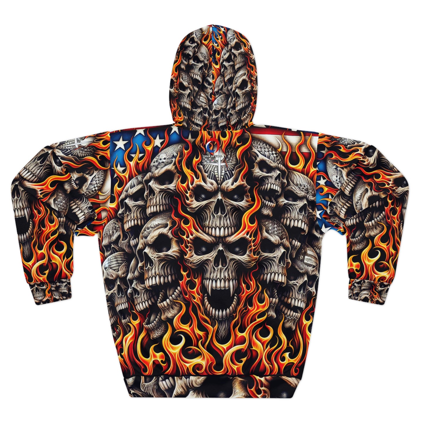 Blazing Skulls Patriotic Tattoo-Style Ultra-Premium Hoodie - Patriotic Streetwear Hoodie