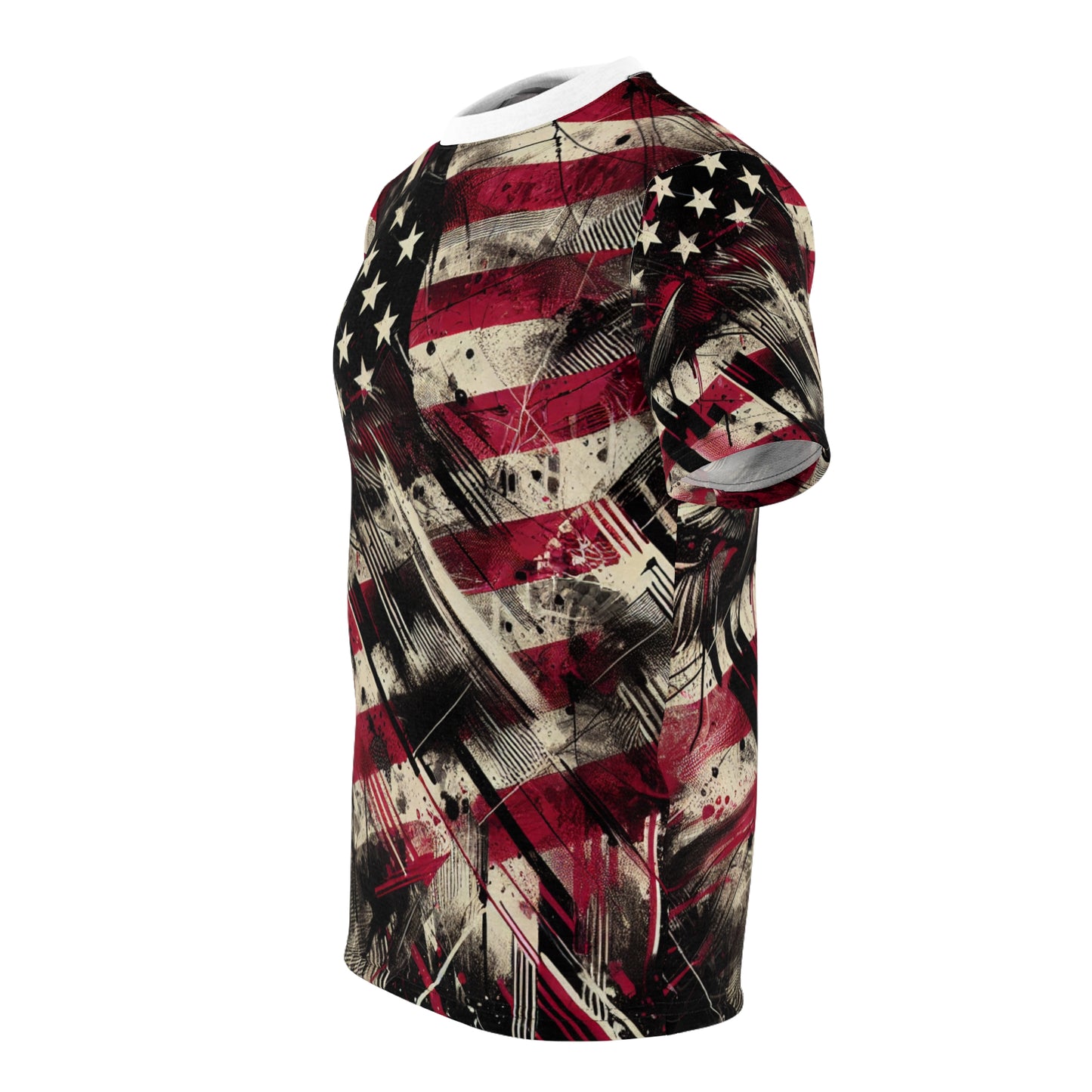 Urban Resilience: Grunge Streetwear T-Shirt - Powerful Weathered American Flag Graffiti Design - Patriotic Edgy Fashion Essential - Patriotic Streetwear Tee