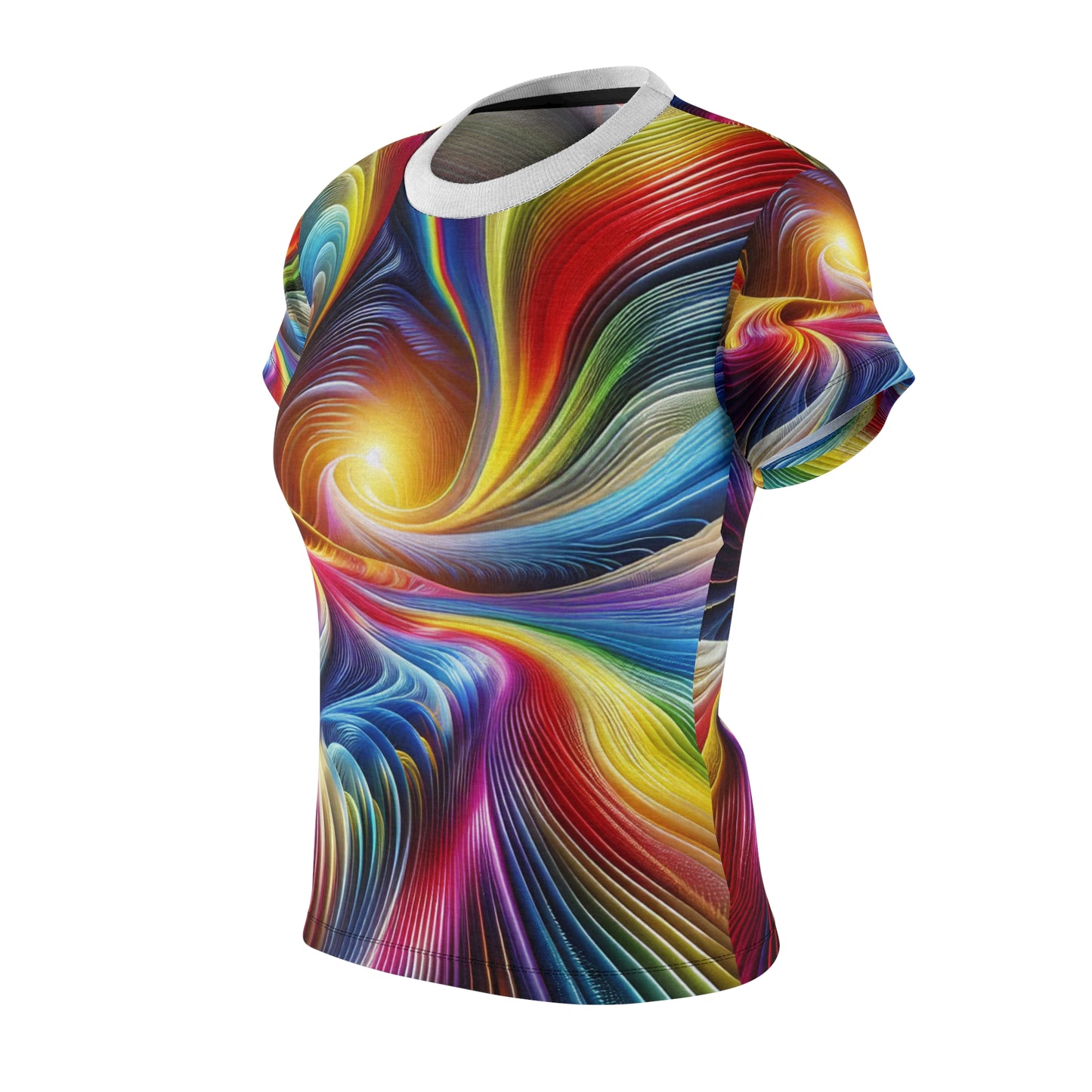 Surreal Psychedelic Vortex Women's T-Shirt: Vibrantly Abstract, Rainbow-Hued, Hypnotic Artwork Tee - Women's Trippy Tee