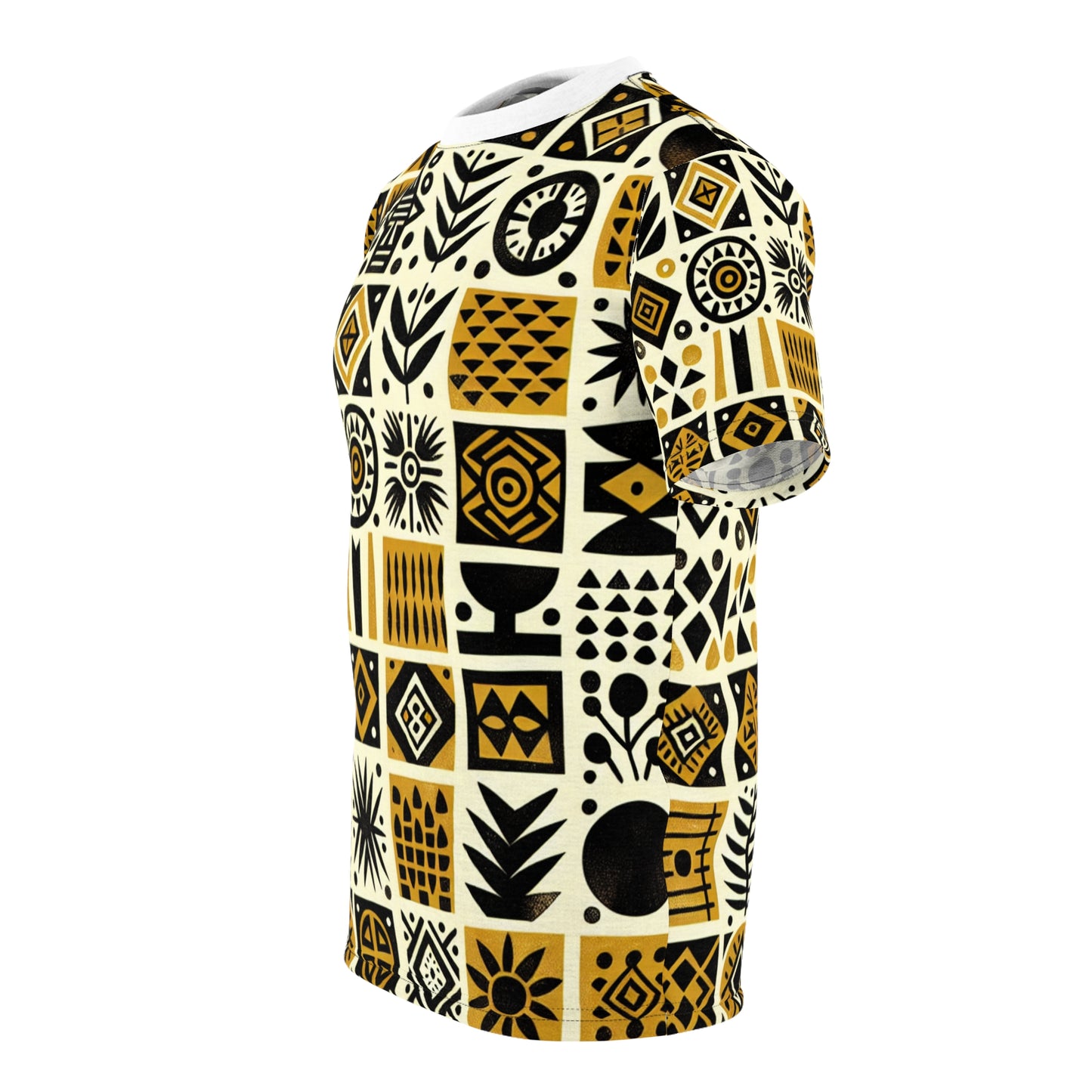 African Mud Cloth-Inspired Tee - Handcrafted African Design, Block-Printed Tribal Motifs - African Tribal Pattern-Inspired