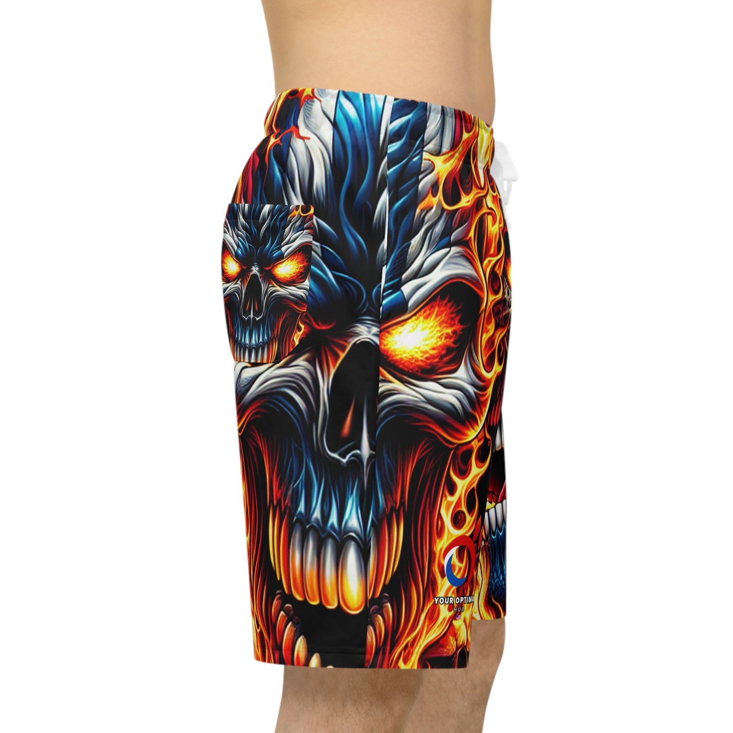 Skull Inferno Fusion: Patriotic Blaze Edition Shorts - Patriotic Streetwear