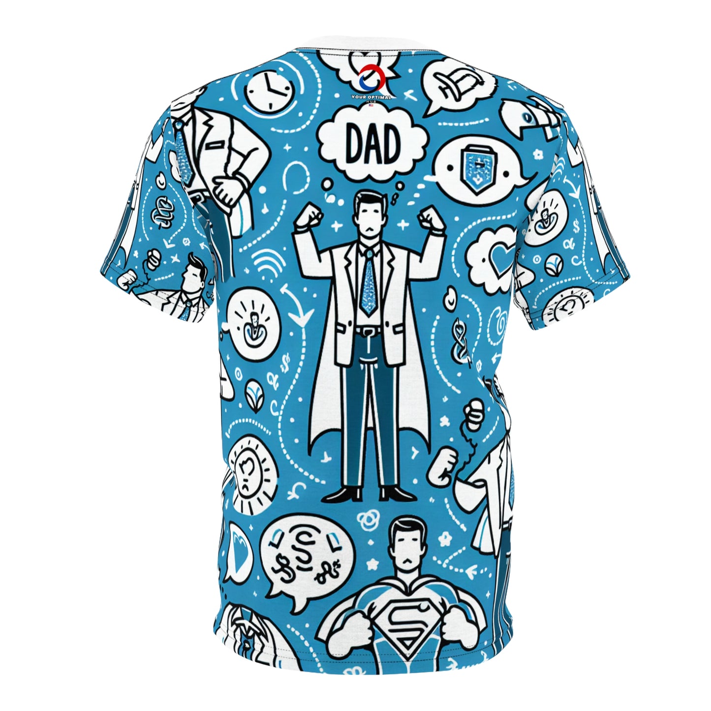 A Tribute to Fatherhood T-Shirt: Line-Art Icons of Dad's Versatile Roles Pattern Tee - Gift for Him