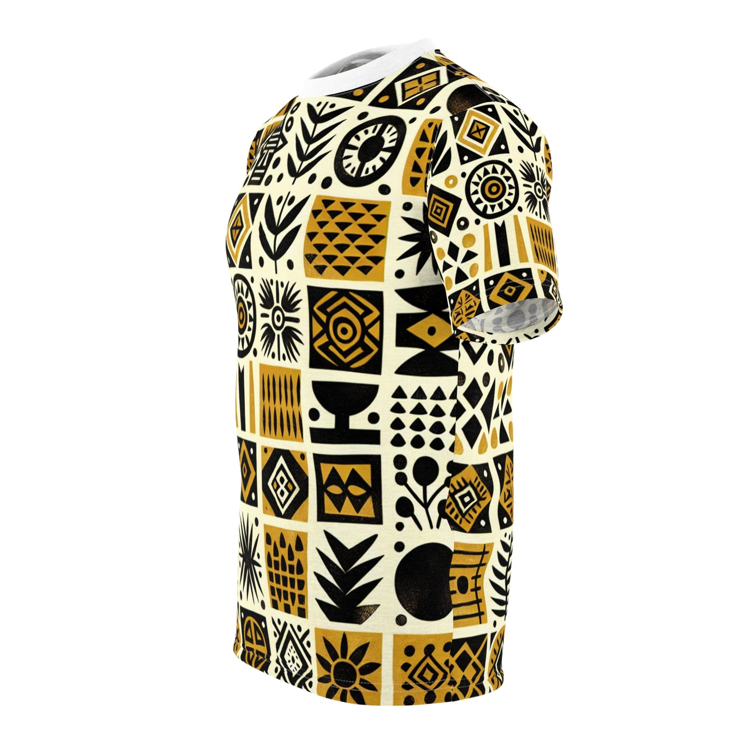 African Mud Cloth-Inspired Tee - Handcrafted African Design, Block-Printed Tribal Motifs - African Tribal Pattern-Inspired