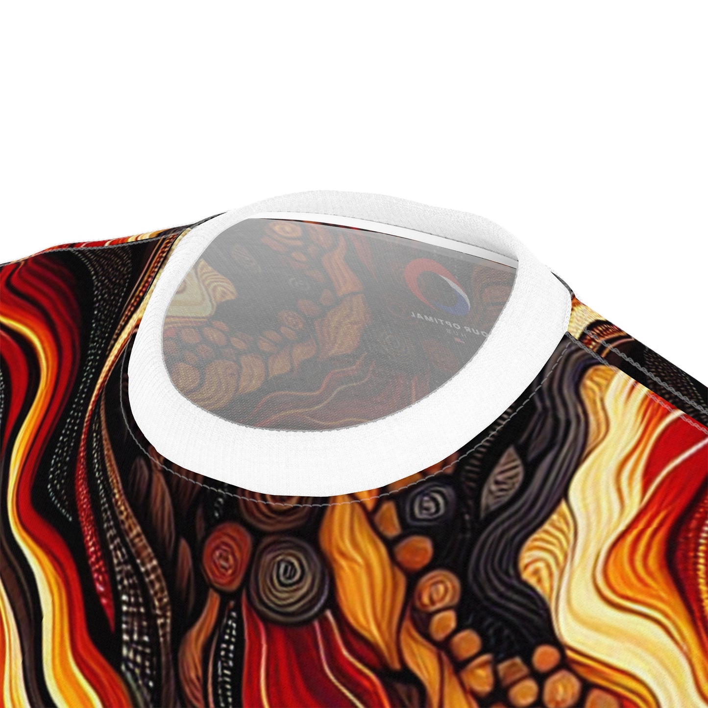 Aboriginal-Inspired Fiery Volcanic Artistic T-shirt - Earth's Molten Wildness - African Tribal Pattern-Inspired Apparel